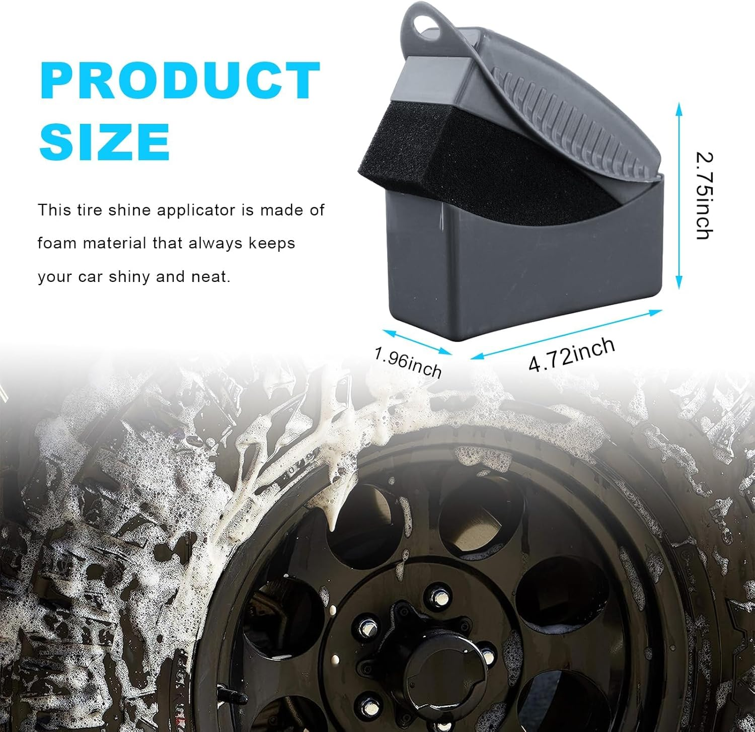 2PCS Tire Dressing Applicator, Reusable Car Tire Shine Sponge Applicator Pad with Lid, Durable Foam Auto Wheel Detailing Applicator for Vehicle Waxing Polishing Cleaning (Gray)