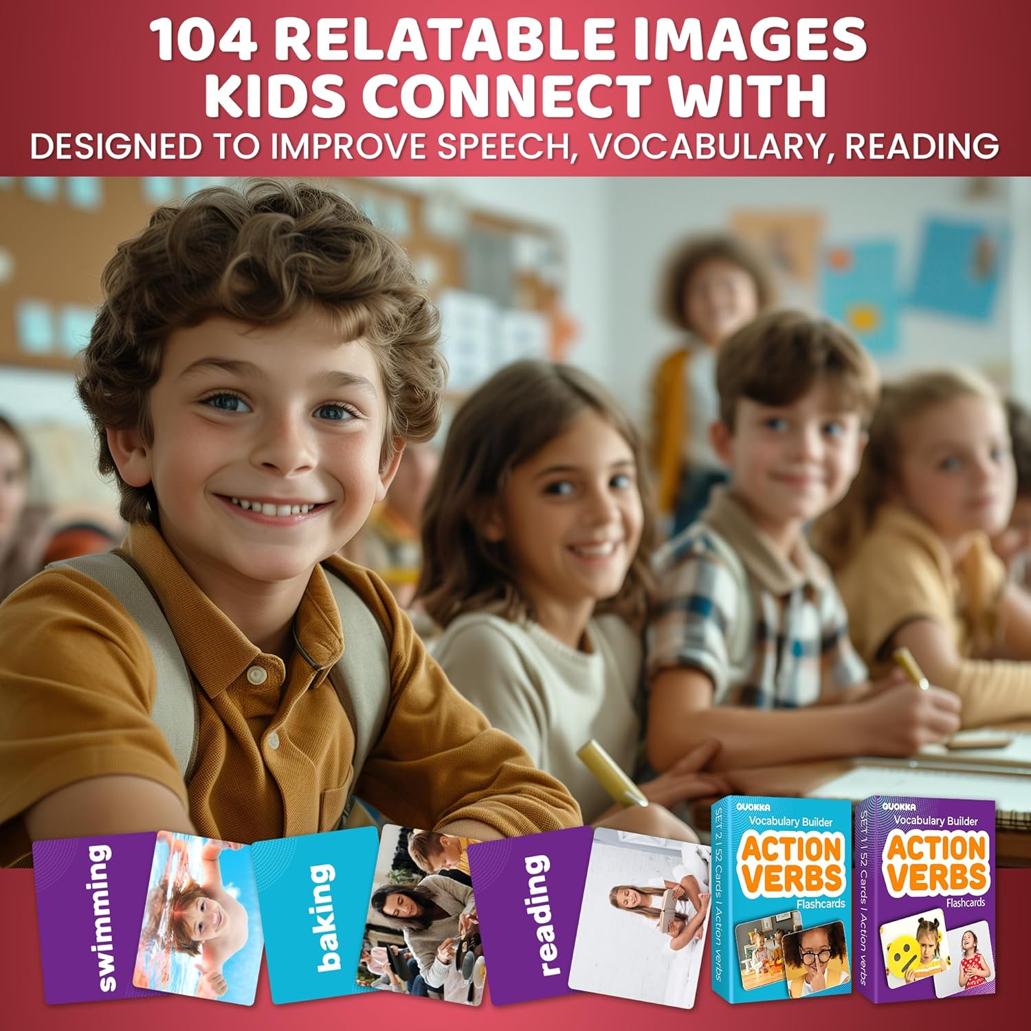 QUOKKA 104 Action Verbs Flash Cards for Speech Therapy Materials ESL Teaching &ndash; Educational Vocabulary Builder with Realistic Images for Kids Adults &ndash; Picture Cards for Speech and Cognitive Learning image number 6