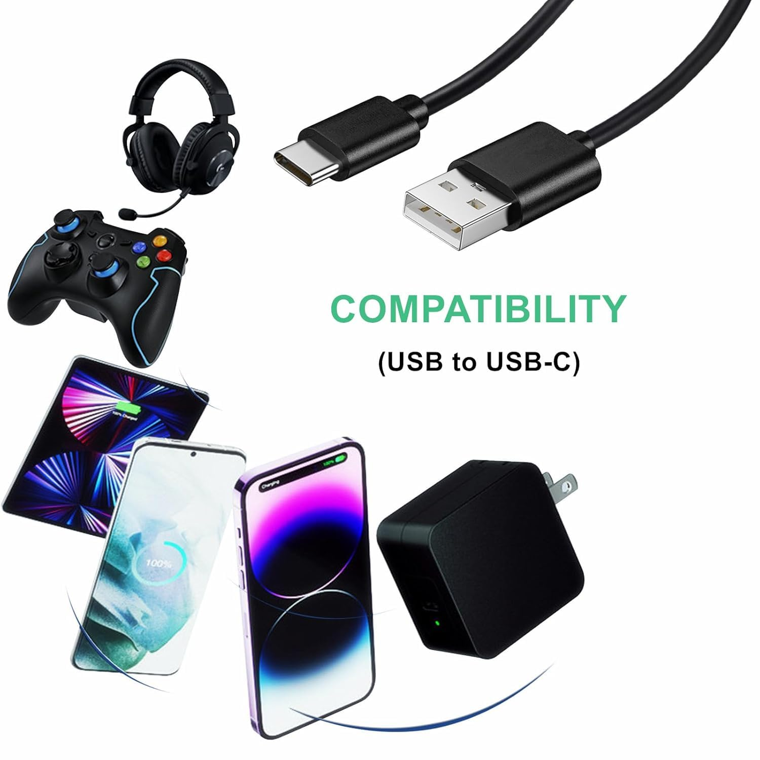 USB to C Cable Cable Bulk 10-Pack, 3.3Ft USB a to C Fast Charging & Data Sync Cable | 4-Core Durable Multi Pack for Phones, Office, Home image number 3