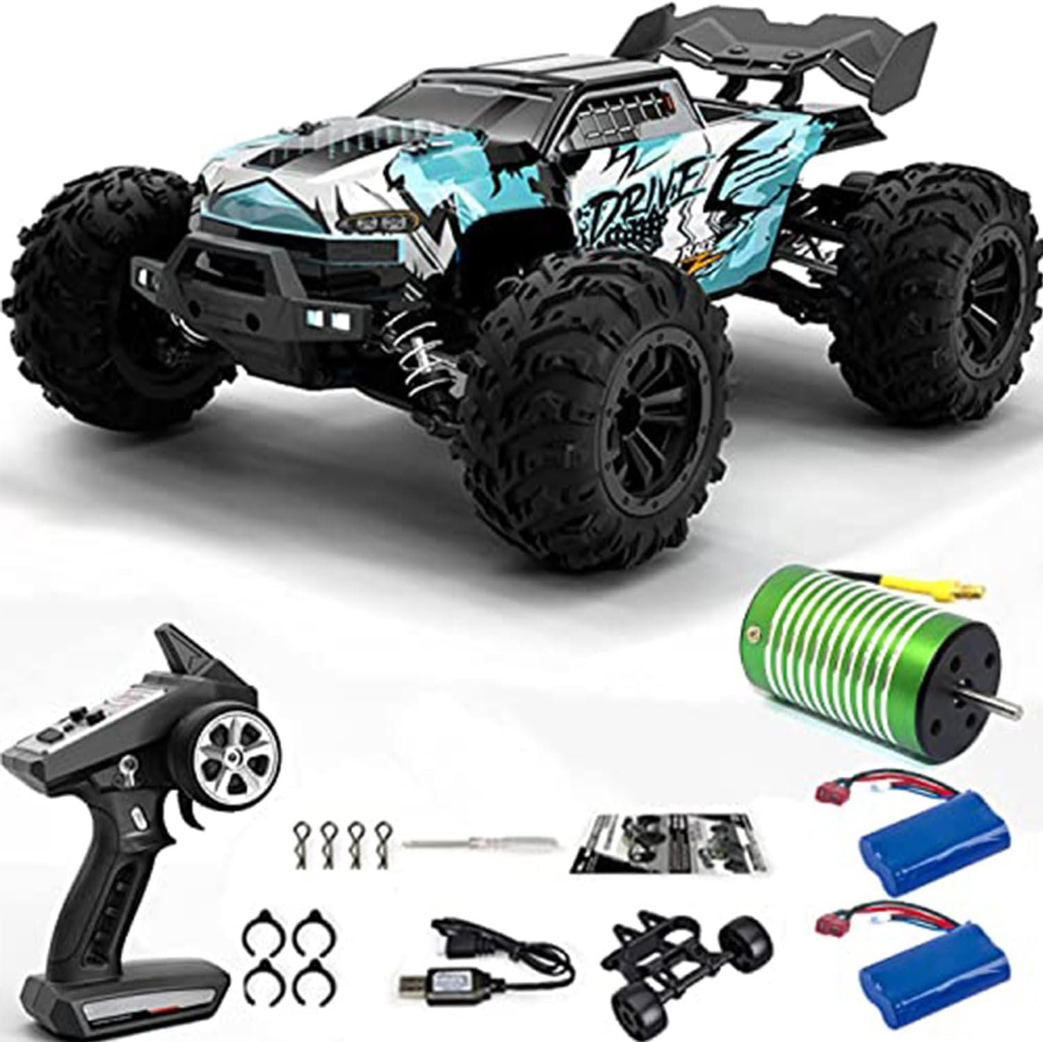 KAIMIO 70KM/H 4WD High Speed Brushless RC Truck, RTR Monster Truck, 1:16 Scale RC Car All-Terrain Off-Road Waterproof 2.4GHZ Hobby Grade RC Car for Beginners and Adults (16102Pro-Blue) image number 4
