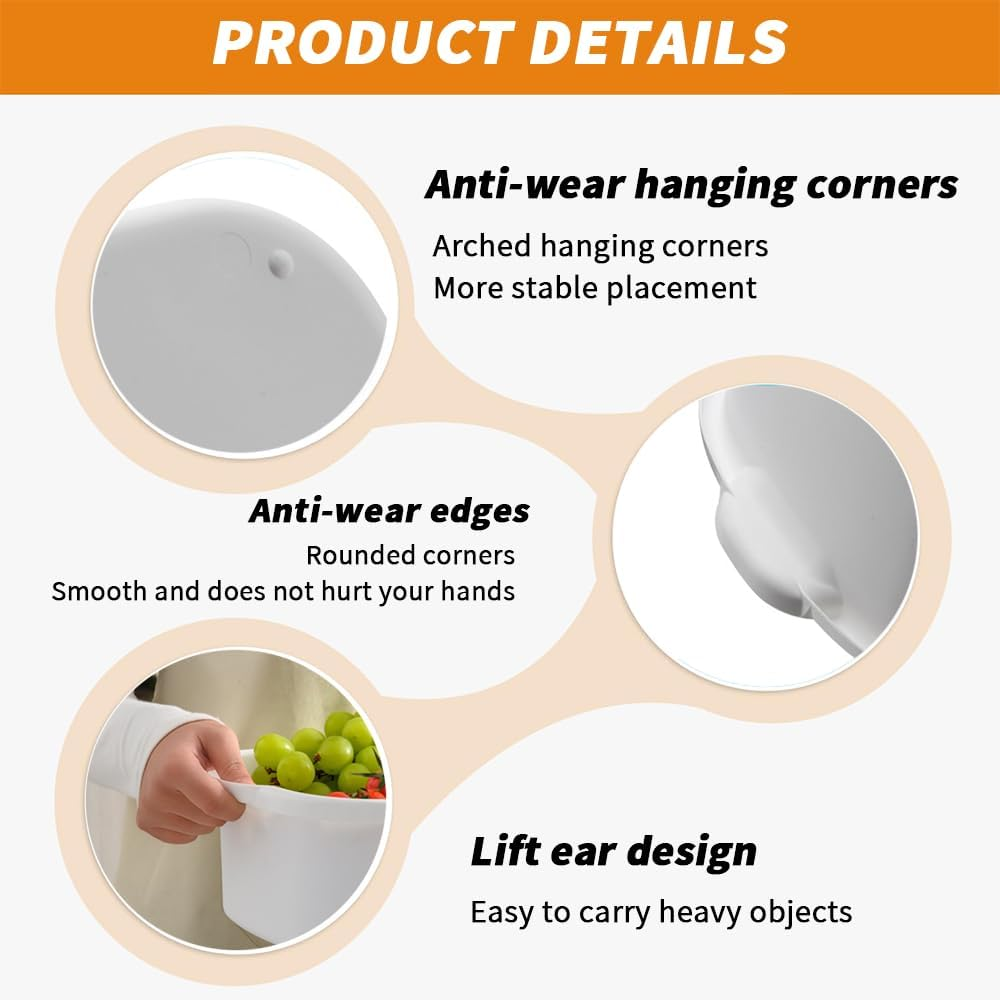 TOMVAES Plastic Storage Box with Handle, Cleaning Supply Containers, Bathroom Clear Bins for Cupboard Kitchen & Home Organisation (White) image number 1