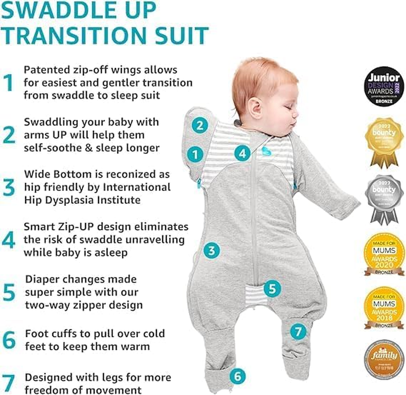 Love to Dream Swaddle up Transition Bag Bamboo LITE, Arms up Position, Soft and Sustainable Bamboo Fabric - Sleep Bag - 0.2 TOG - (24-27&deg;C) Ideal for Warm Weather (Heart Blush, Large, 8.5&ndash;11Kg) image number 2