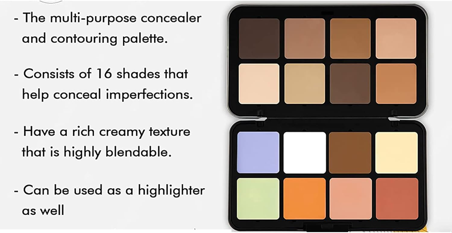 Joyeee Color Correcting Concealer Palette, Contouring Foundation Creamy Contour Multi-Palette with 8 Makeup Brush Set for Foundation Powder Concealers Eyeshadows Blush Makeup, Vegan, Cruelty Free - 15 Color Concealer Palette + Makeup Brushes image number 7