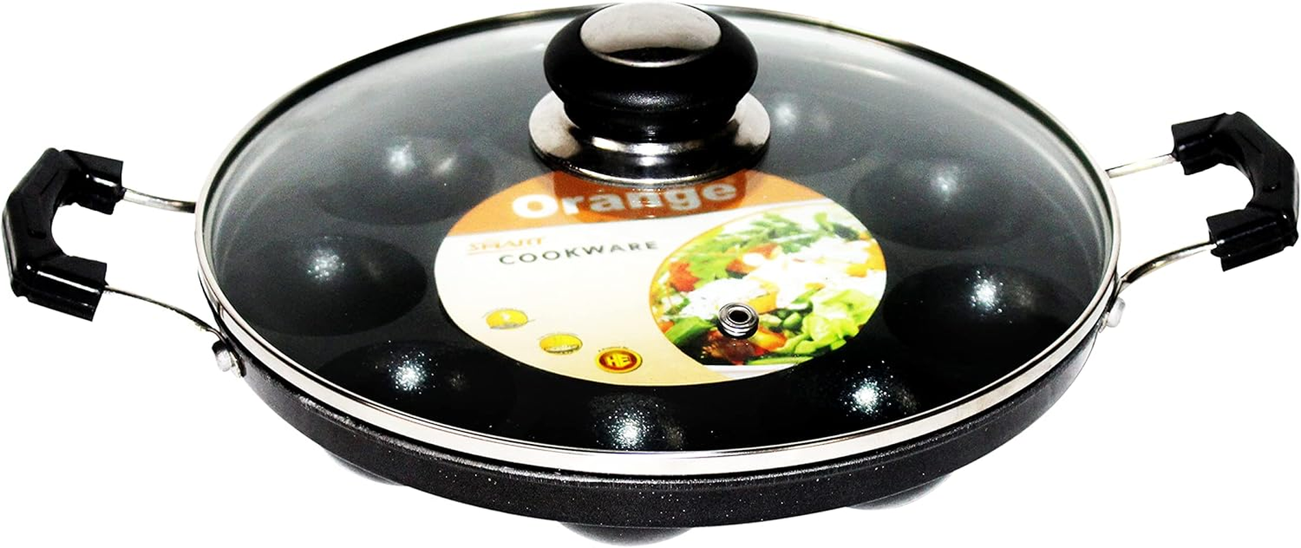 12 Dimple Non Stick Poffertjes Mini Dutch Pancake Cake Pan with Glass Lid image number 2