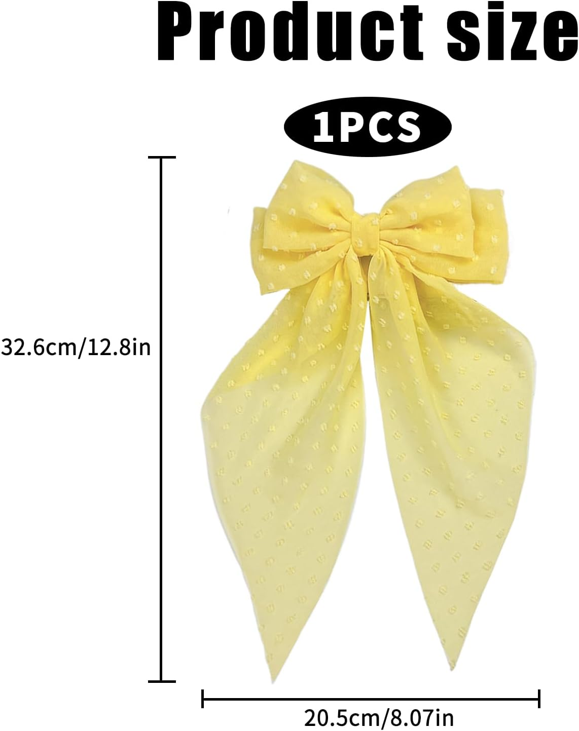 1 Pcs Silky Satin Hair Bows,Yellow Hair Bow, Yellow Hair Accessories,Yellow Bow Large Tulle Layered Hair Clip Hair Accessories for Women and Girls image number 3