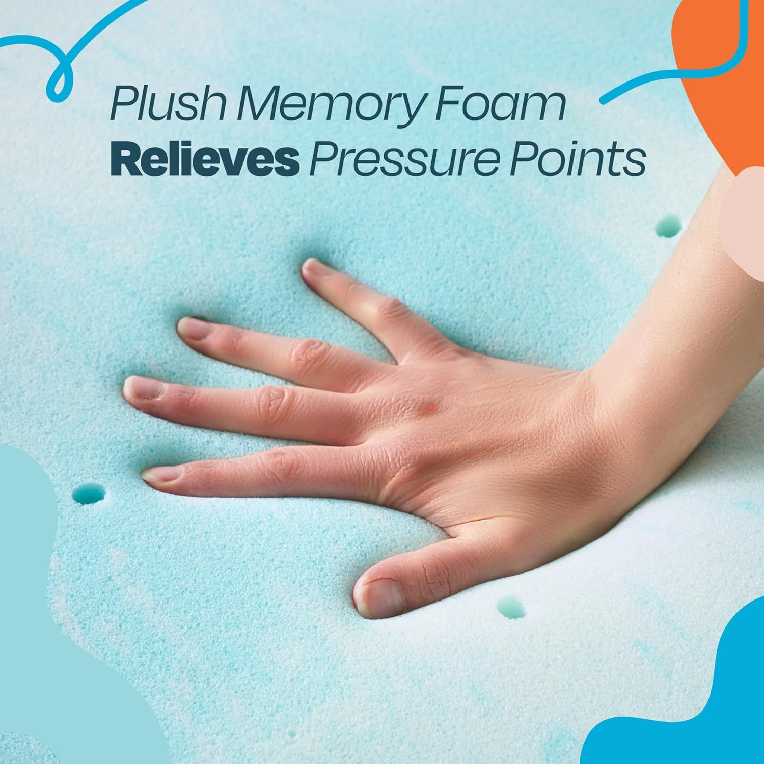 LINENSPA 2 Inch Gel Swirl Memory Foam Mattress Topper &ndash; Cooling Gel Infused &ndash; Pressure Relieving &ndash; Certipur Certified - Twin image number 5