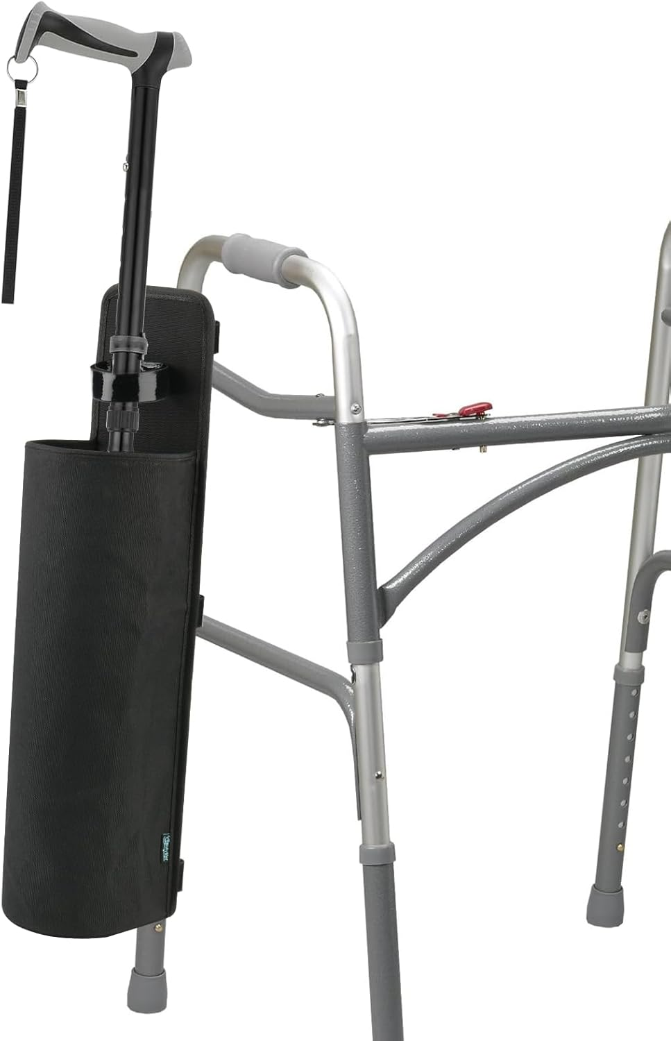 Beautyflier Cane Storage Bag, Removable Cane Hanging Bag for Wheelchair, Walker, Mobility Scooters, Walking Stick Organizer, with Adjustable Hook and Loop, Easy to Install, Bag Only (Gray)
