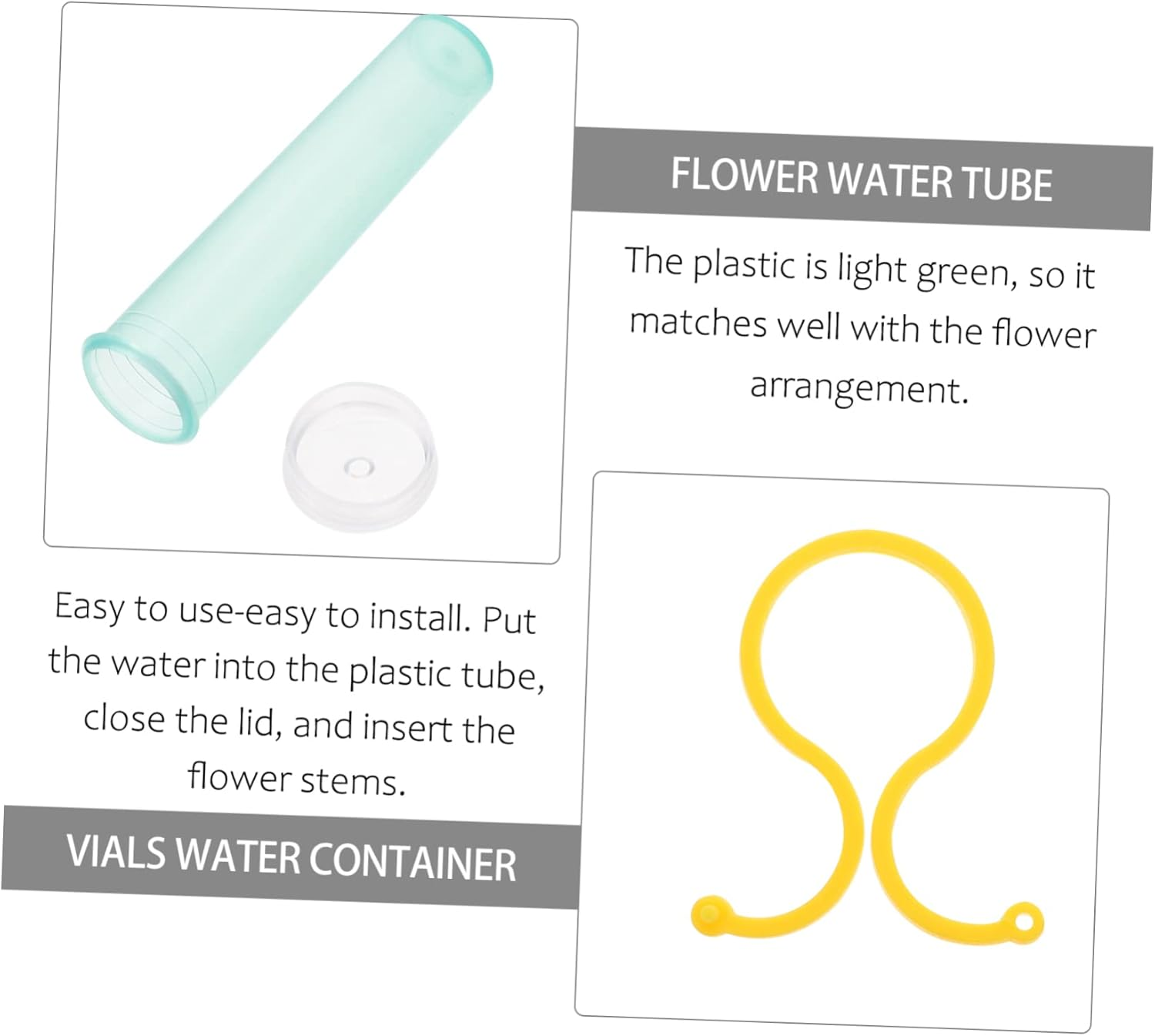 FONDOTIN 100Sets Flower Water Tube Plastic Fresh Keeping Tube for Flower Arranging Garden Supplies