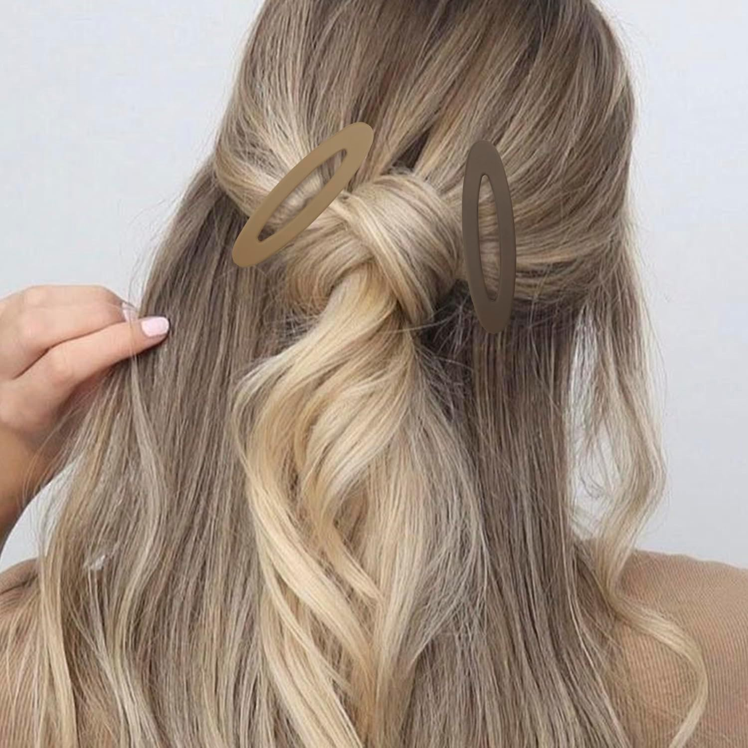 6Pcs Large Snap Hair Clips Beige Matte Snap Hair Barrettes for Girls Women Hair Accessories (9Cm) image number 2