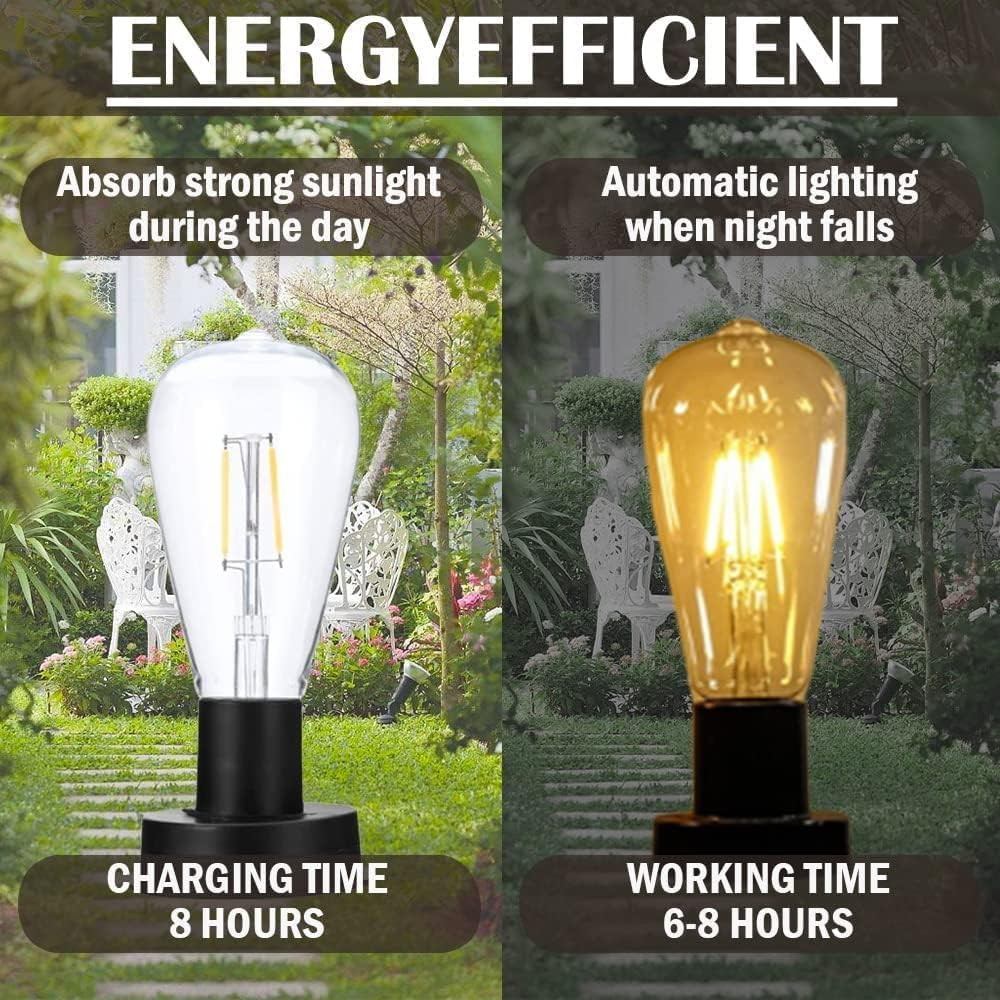 Nature'S Accents 2 Pack Top 8Cm / 3.14In Outdoor Solar Hanging Light Bulbs, Waterproof for Solar Lanterns image number 2