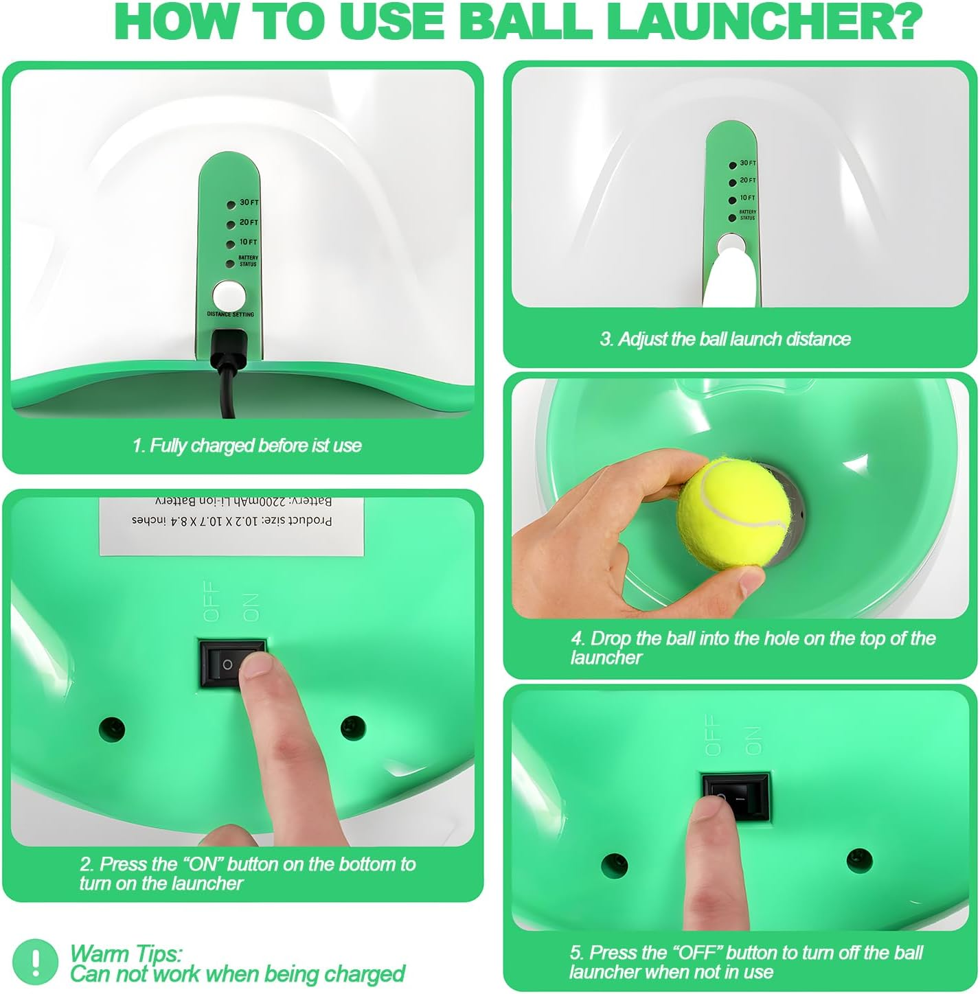 Dog Ball Thrower Launcher, Automatic Ball Launcher with 12 Mini Tennis Balls, 3 Adjustable Distance Settings, Interactive Dog Toys Tennis Ball Launcher for Indoor and Outdoor image number 5