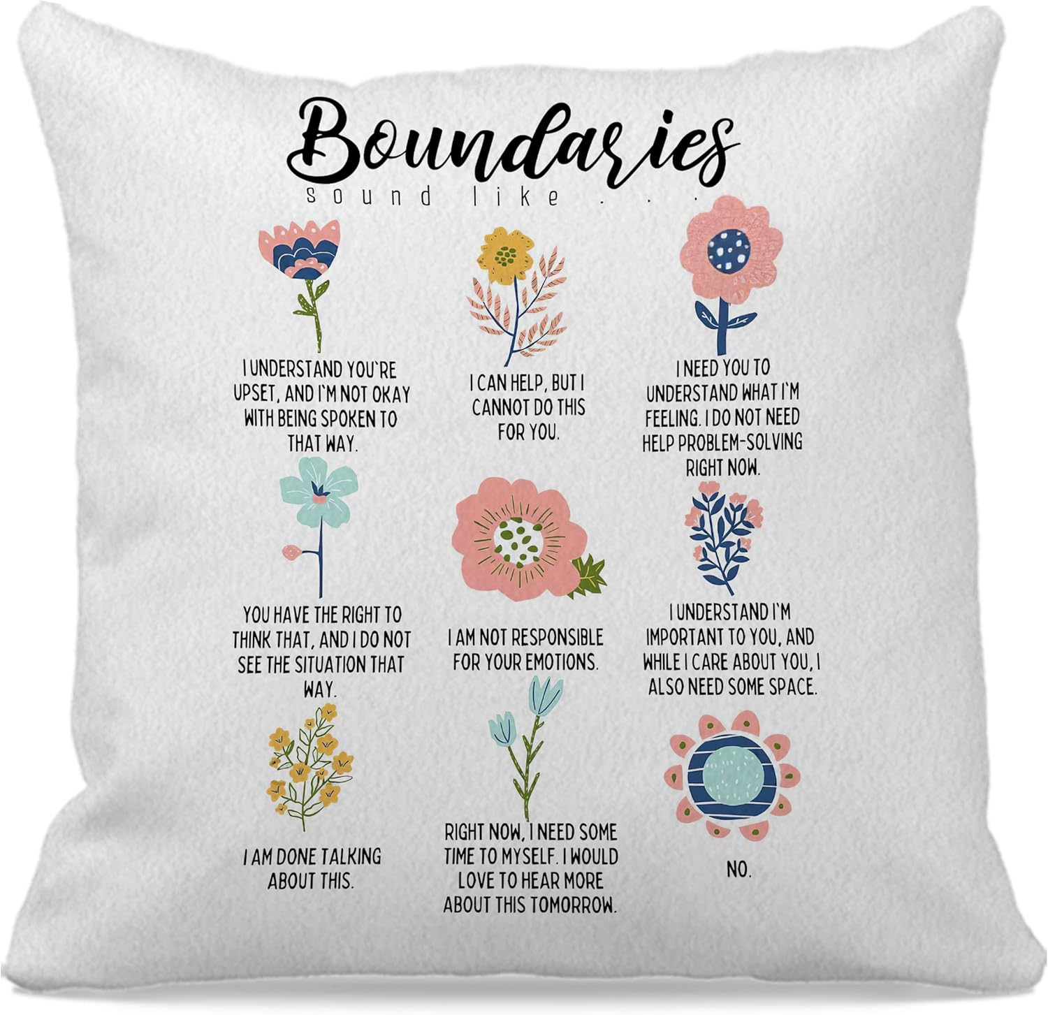 Mental Health Positive Affirmation Gentle Reminders Bontanical Plant Throw Pillow Case 18&Prime;&times;18&Prime;,Cute Potted Plants Decorative Cushion Cover for Therapy Office Counselor Room,Gifts for Teens Women Girls image number 1