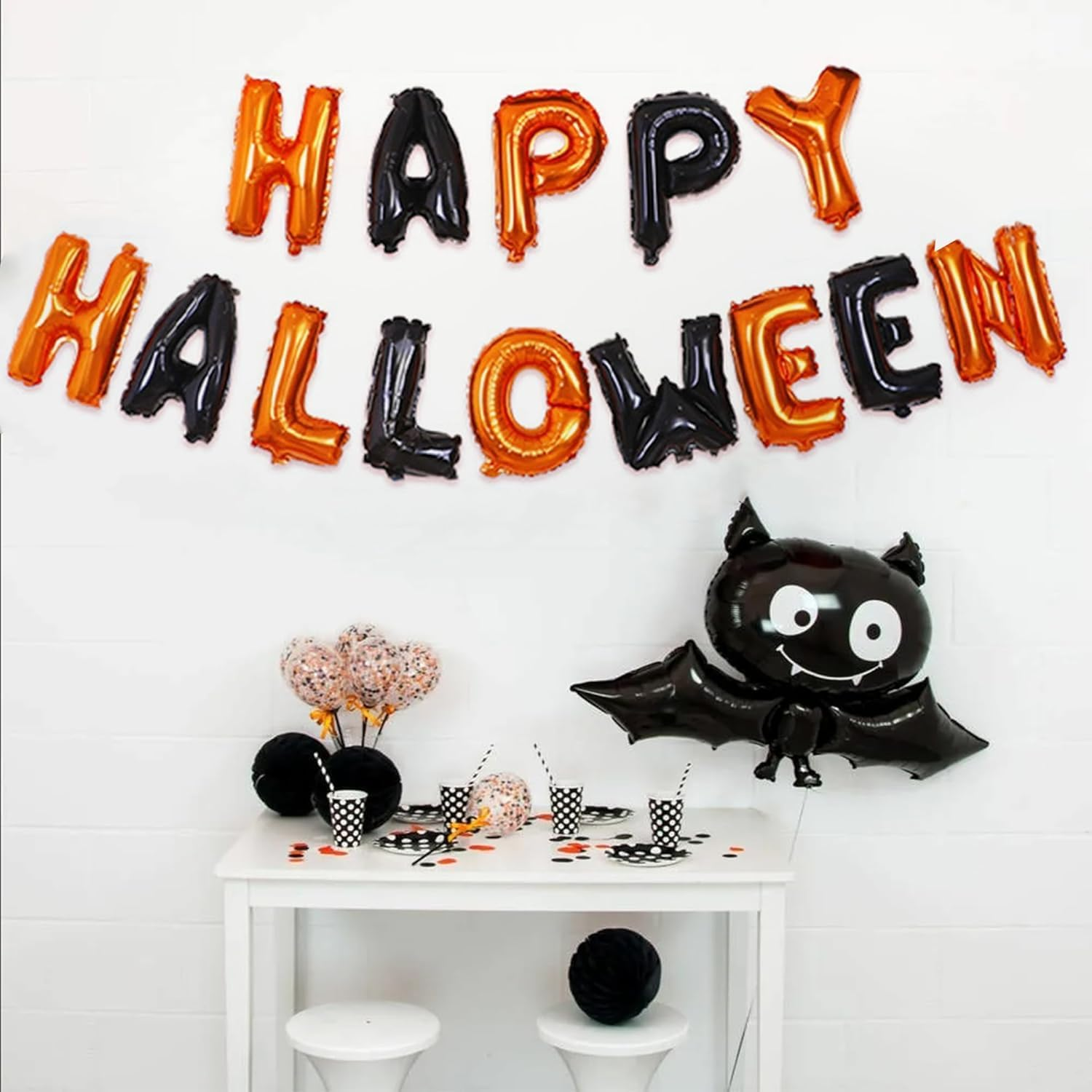 Happy Halloween 16 Inch Foil Halloween Balloons Decorations, Happy Halloween Balloon Banner，Orange and Black image number 5