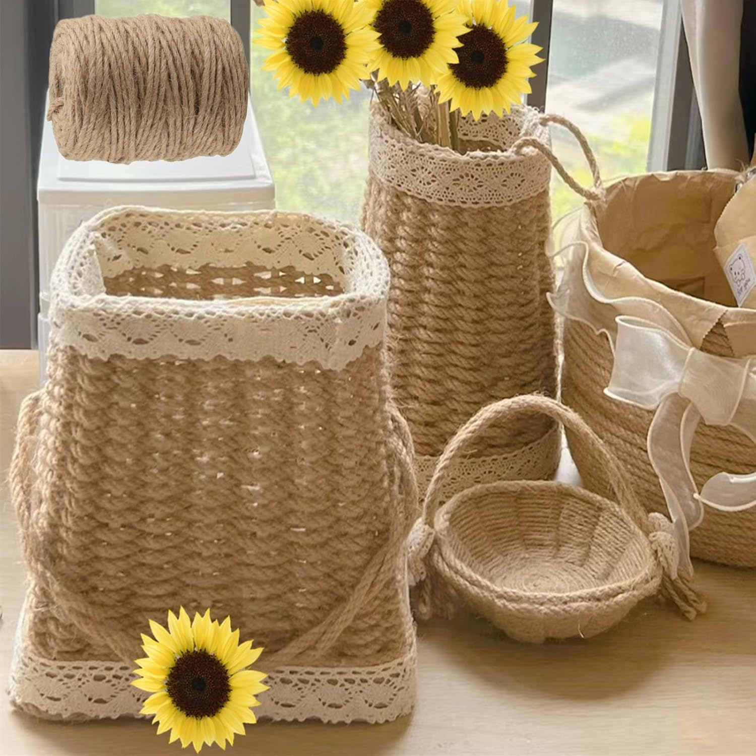 200Feet 4Mm Twine String Jute Rope for Crafts/Gift Packing/Garden (4Mm 6Ply 200Feet)