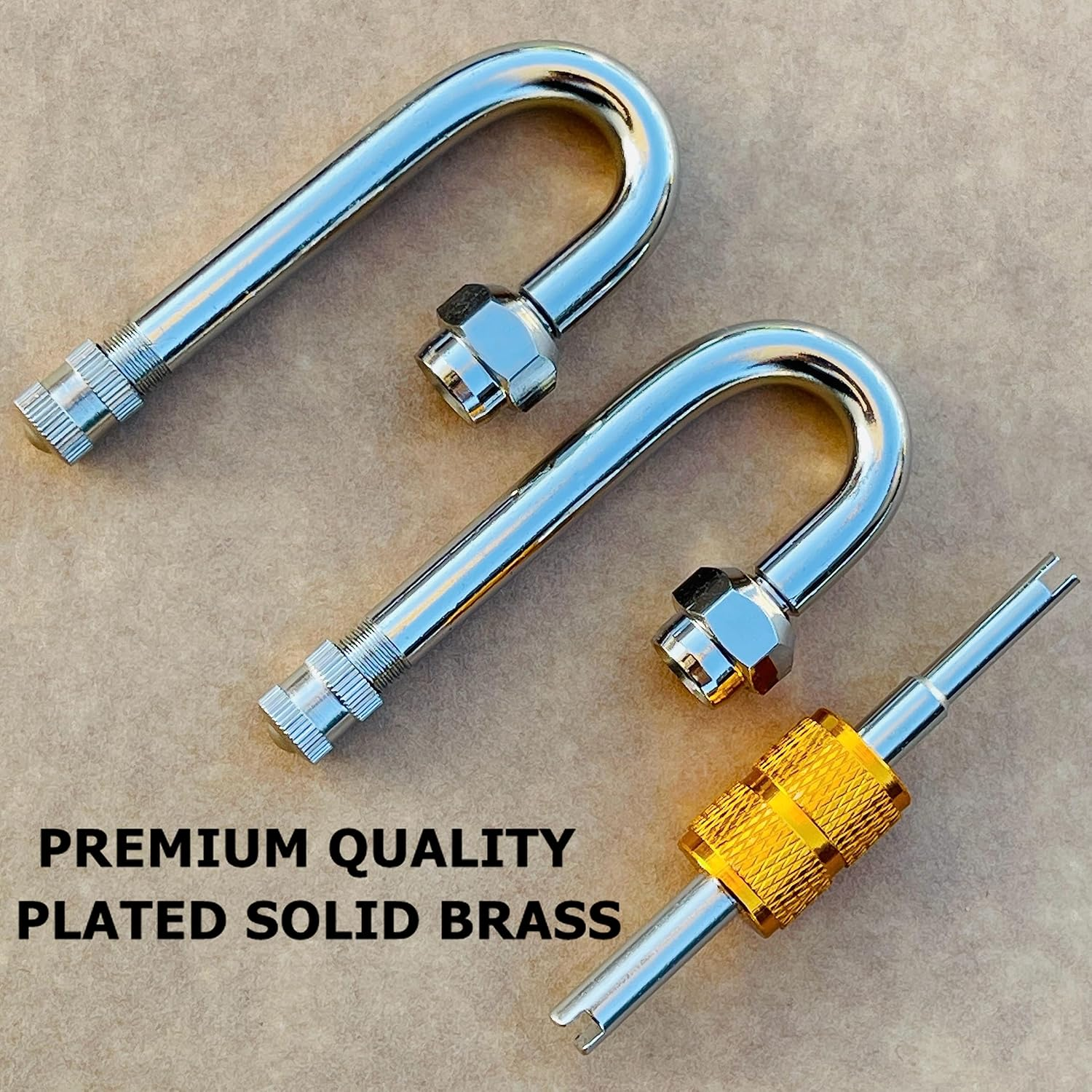 VOTNMIC Dually Valve Stem Extenders,2Pieces 180 Degree Heavey Duty Universal Metal Valve Stem Extensions for for Truck Tires, RV Tires, Motorhome, Coach, Pickup, Motorcycle, Bike, Trailers image number 1