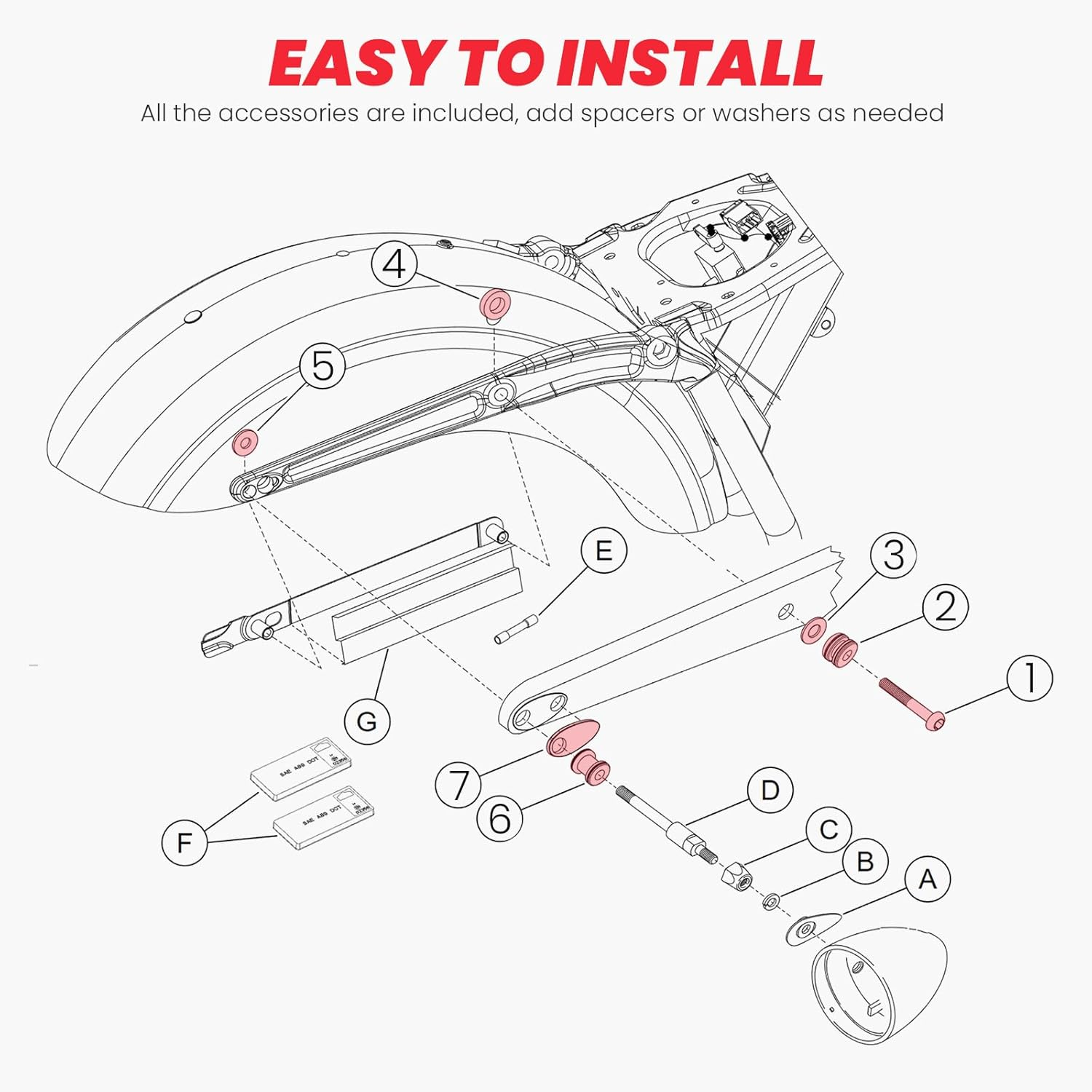 2006-2017 Passenger Backrest Sissy Bar Docking Hardware Kit Compatible with Harley Davidson Dyna Fat Bob Street Bob Low Rider Super Glide Wide Glide FXDL FXDF FXDWG Models Chrome