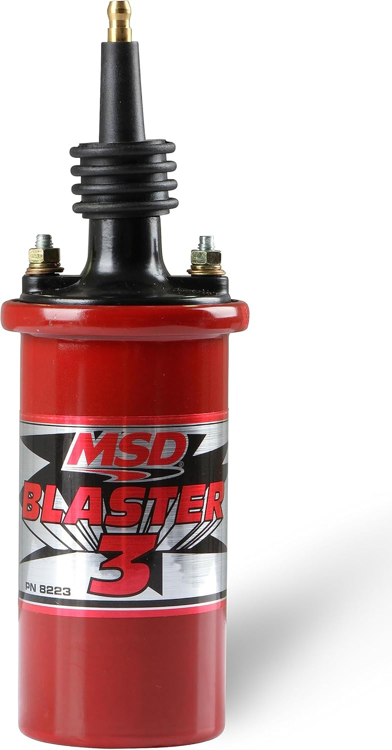 MSD Ignition Coil, Blaster 3, Canister, Round, Oil Filled, Red, 45, 000 V, Each