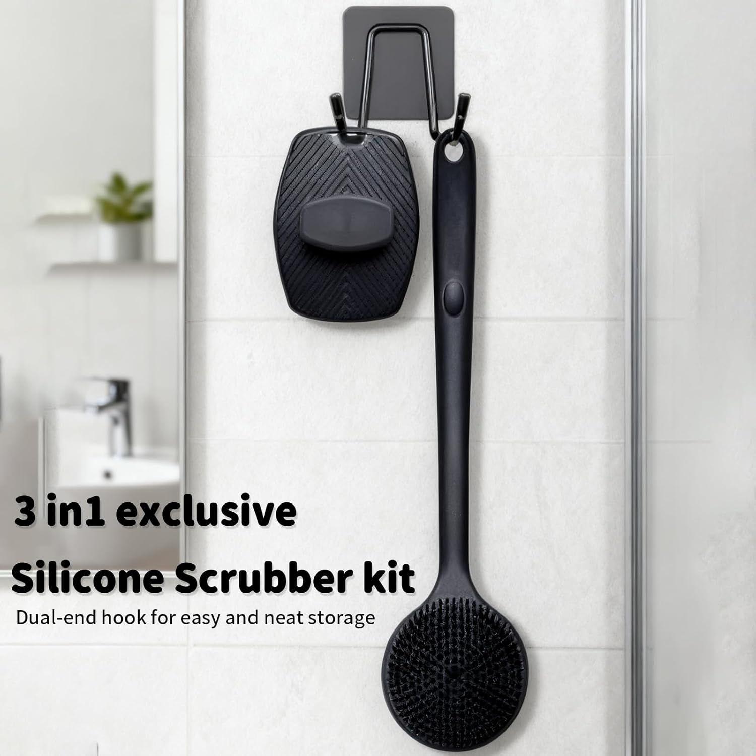 Silicone Bottle Brush, 12.5" Water Bottle Cleaner for Baby Bottles with Long Handle, for Hydro Flasks, Tumblers, Sports Cups, Glassware, Vases and Narrow Neck Containers, Smaller Bottles Openings