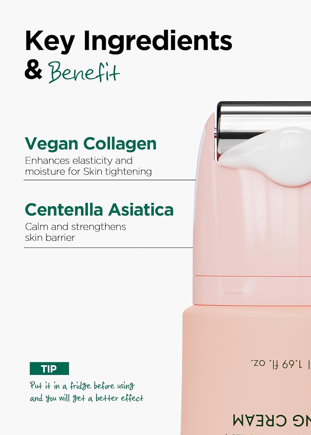 BE+WANTS [K-Beauty] Bewants Neck Lifting & Firming Cream with Centella Asiatica | Vegan Hyaluronic Acid | Neck Firming Cream Tightening Lifting Sagging Skin with Gua Sha Roller | Korean Skincare image number 2