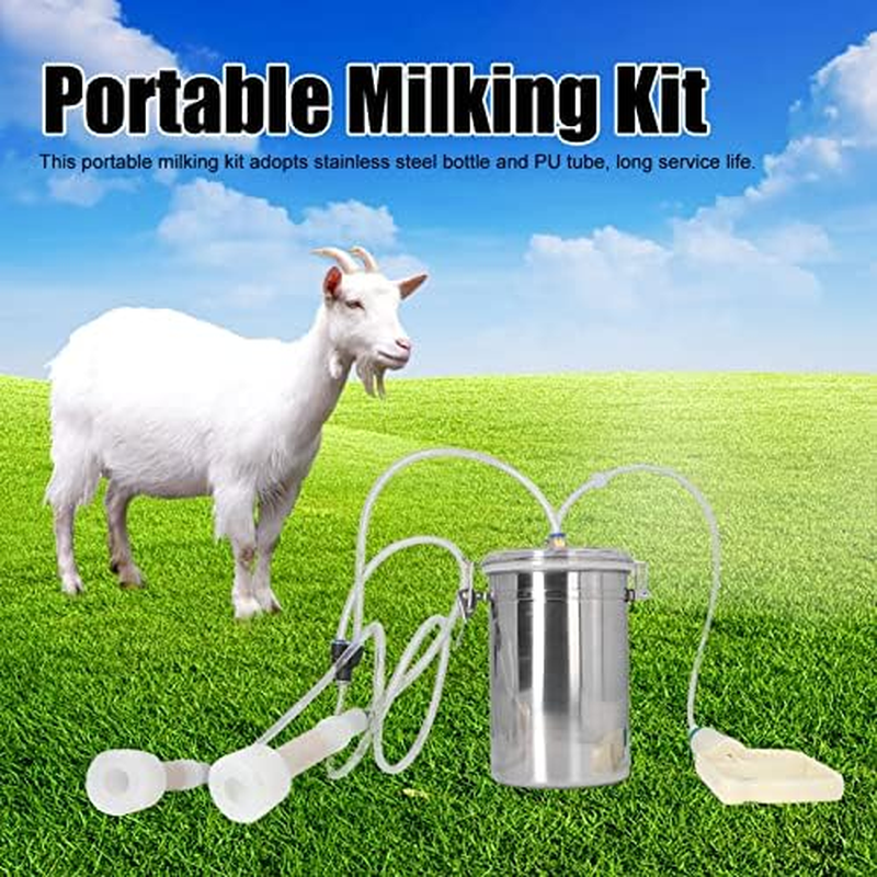 2L Portable Household Goat, Ez Milker for Goats, Goat Milking Machine, Stainless Steel Vacuum Beef Sheep Goat Milker, Manual Milking Machine Kit for Small Farm Home image number 1