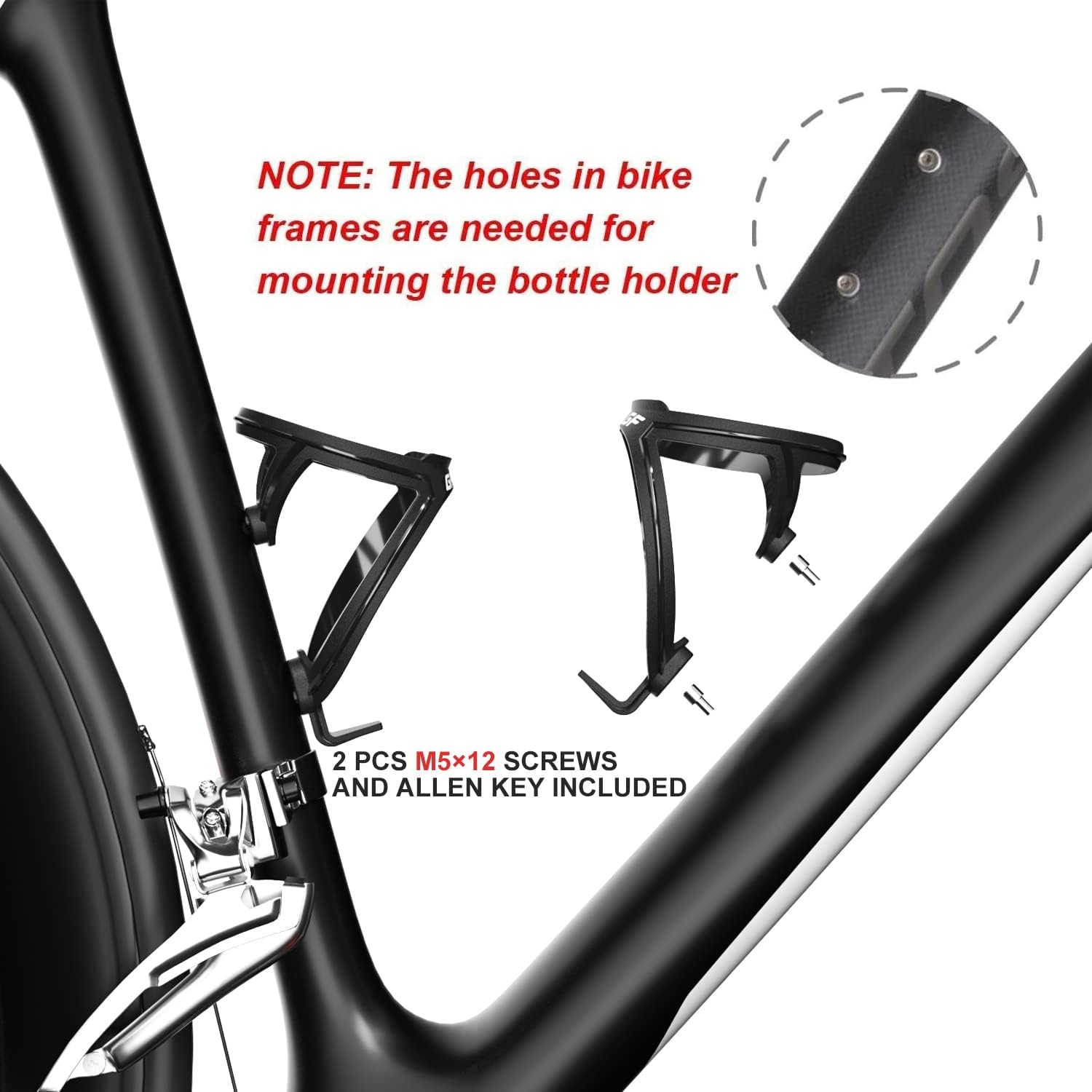 GEMFUL Bike Water Bottle with Holder Combo Lightweight 750 Ml 24Oz Cycling Bottles and Cage for MTB Rode for Road MTB Bicycle (Black) - Black With Cage image number 4