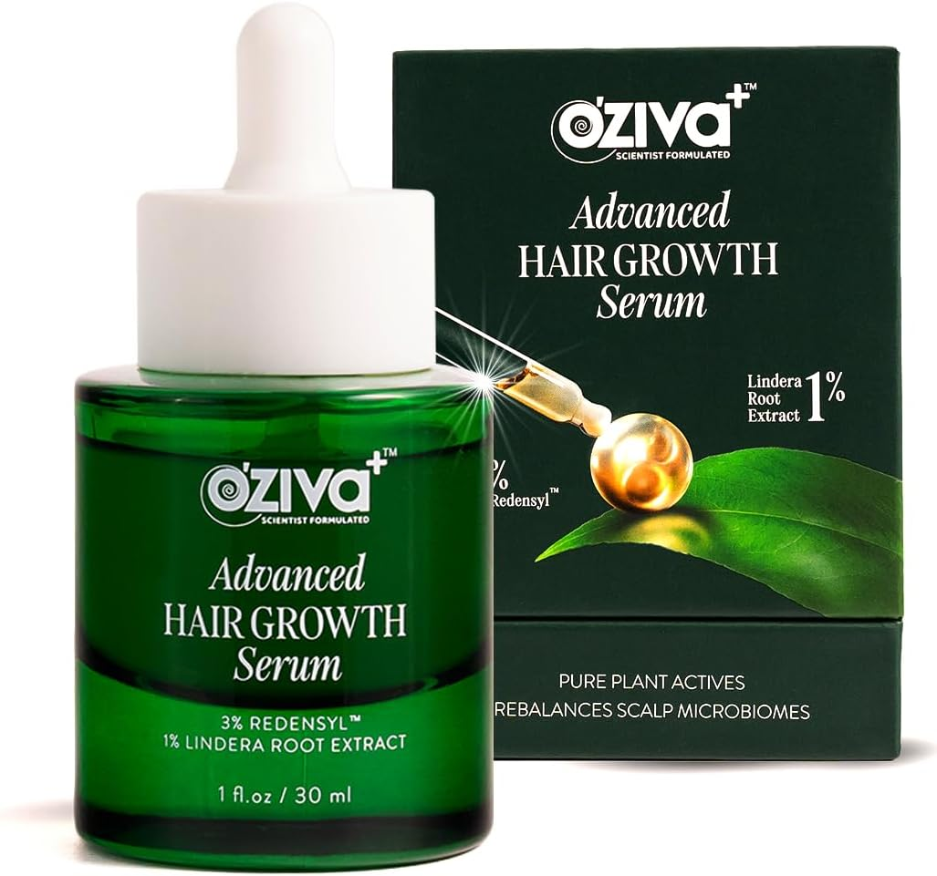 Oziva+ Advanced Hair Growth Serum with 3% Redensyl & 1% Lindera Root Extract | Balances Scalp Microbiome & Activates Hair Growth | Scientist Formulated with Pure Plant Actives | No Side Effects | 30Ml image number 3
