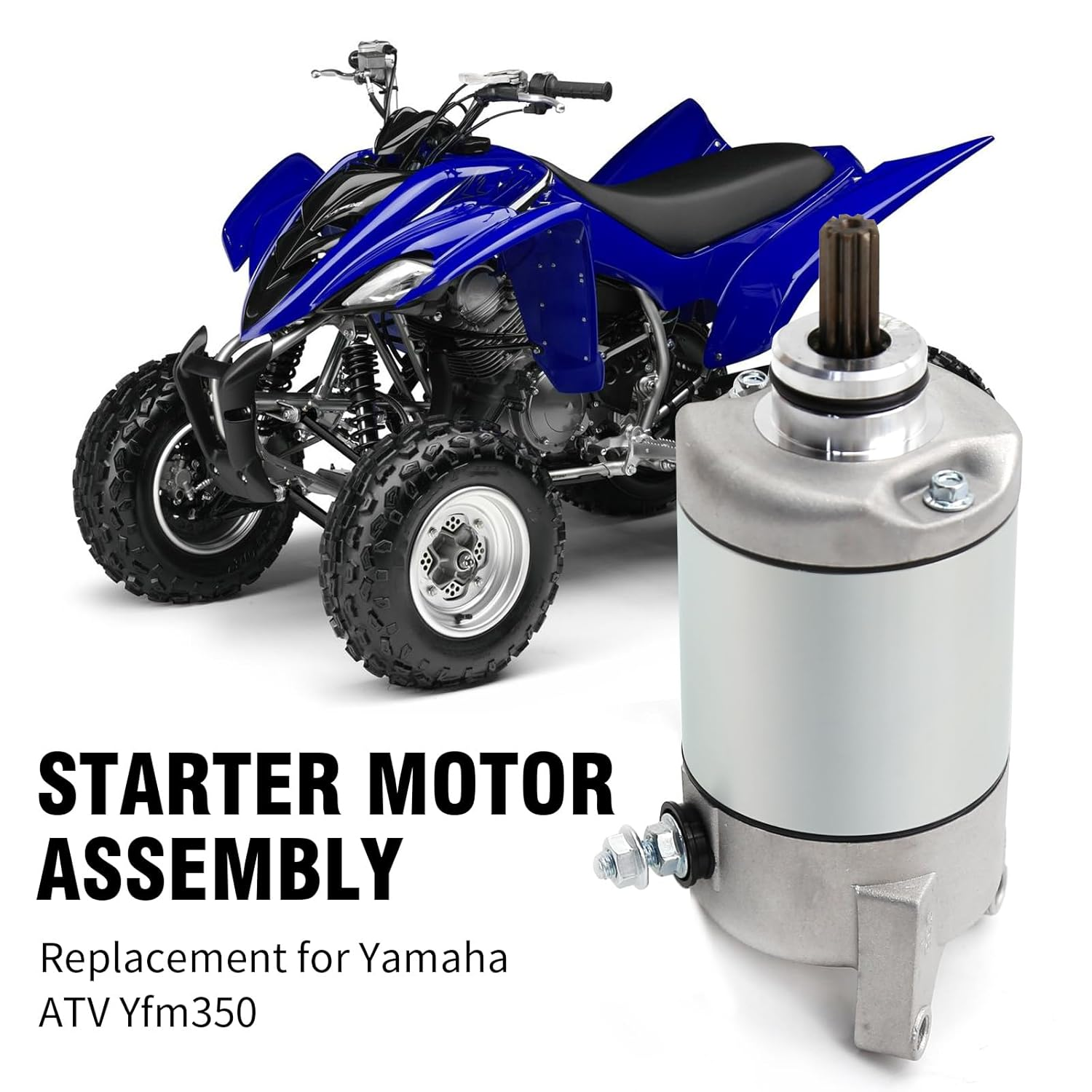 Starter Motor Assembly Replacement for Yamaha ATV Yfm350 Yfm35 Yfm 350 Bruin Grizzly 350 2004-2015, 3He818900000,Replacement for Woverine image number 2