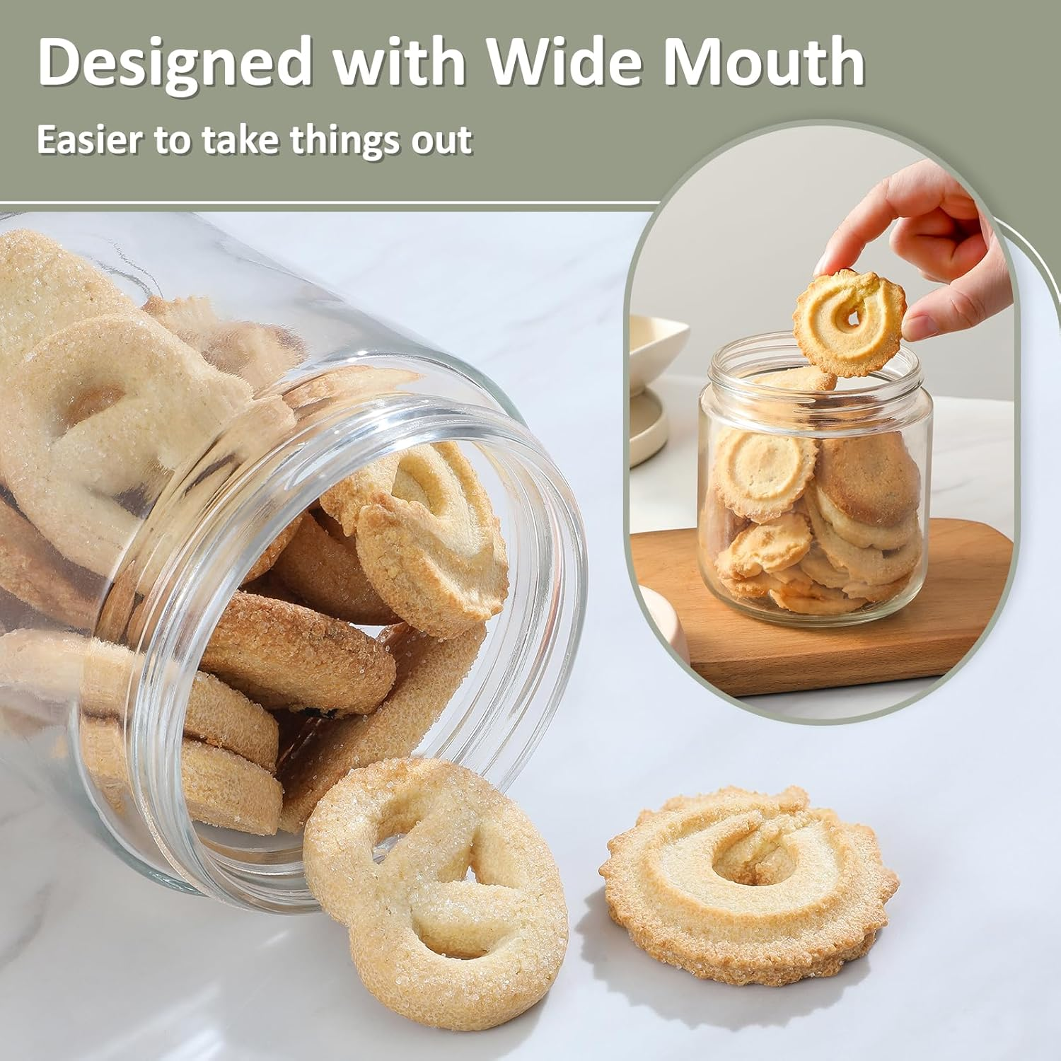 6-Pack Overnight Oats Containers with Lids, 16 OZ Wide Mouth Glass Jars with Airtight Lids, Mason Jars Glass Food Containers for Snack Spice Sugar Food Prep Yogurt - 4 Colors image number 6