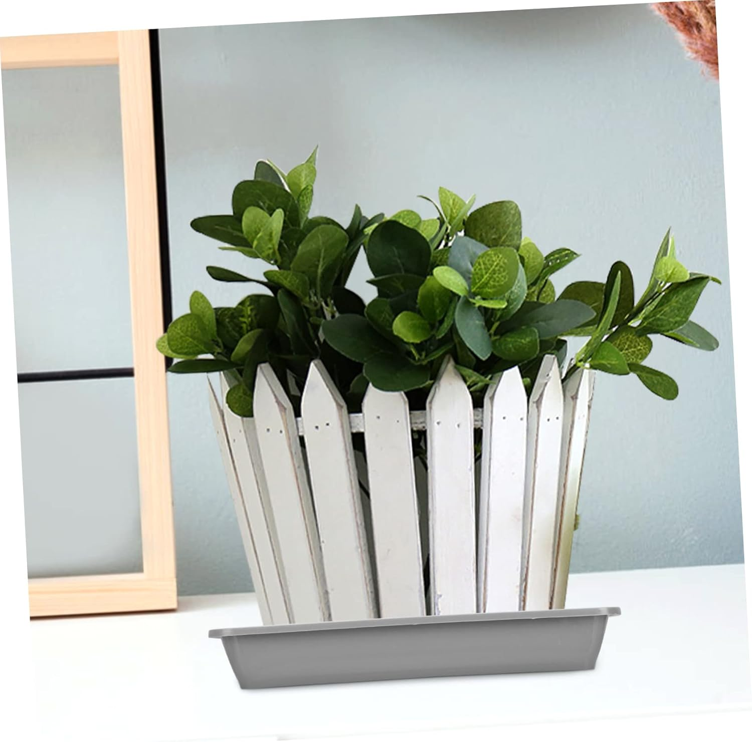FUNOMOCYA 10Pcs Plastic Flowerpot Trays and Plant Pot Water Trays for Balcony Gardening, Square Thickened Flower Pot Bases 15Cm Grey, Drip Catcher Garden Supplies