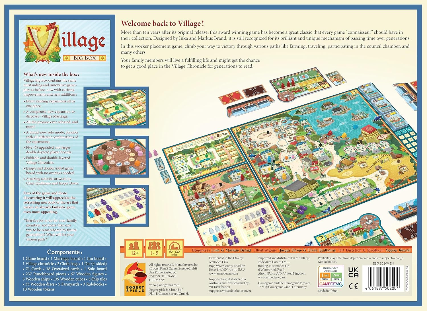 Plan B Games Village Board Game Big Box | Tactical Strategy Game | Medieval Farming Game | Fun Family Game for Kids and Adults | Ages 12+ | 1-5 Players | Average Playtime 60-120 Minutes | Made by Eggertspiele