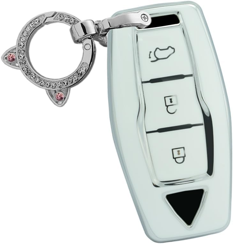 Ontto TPU Car Key Fob Cover Fit for Mitsubishi Outlander 2023 2022 Smart Key Case Shell 3 Buttons Remote Key Holder Bag Keychain Keyring Keyless Entry Protector Accessories Black B