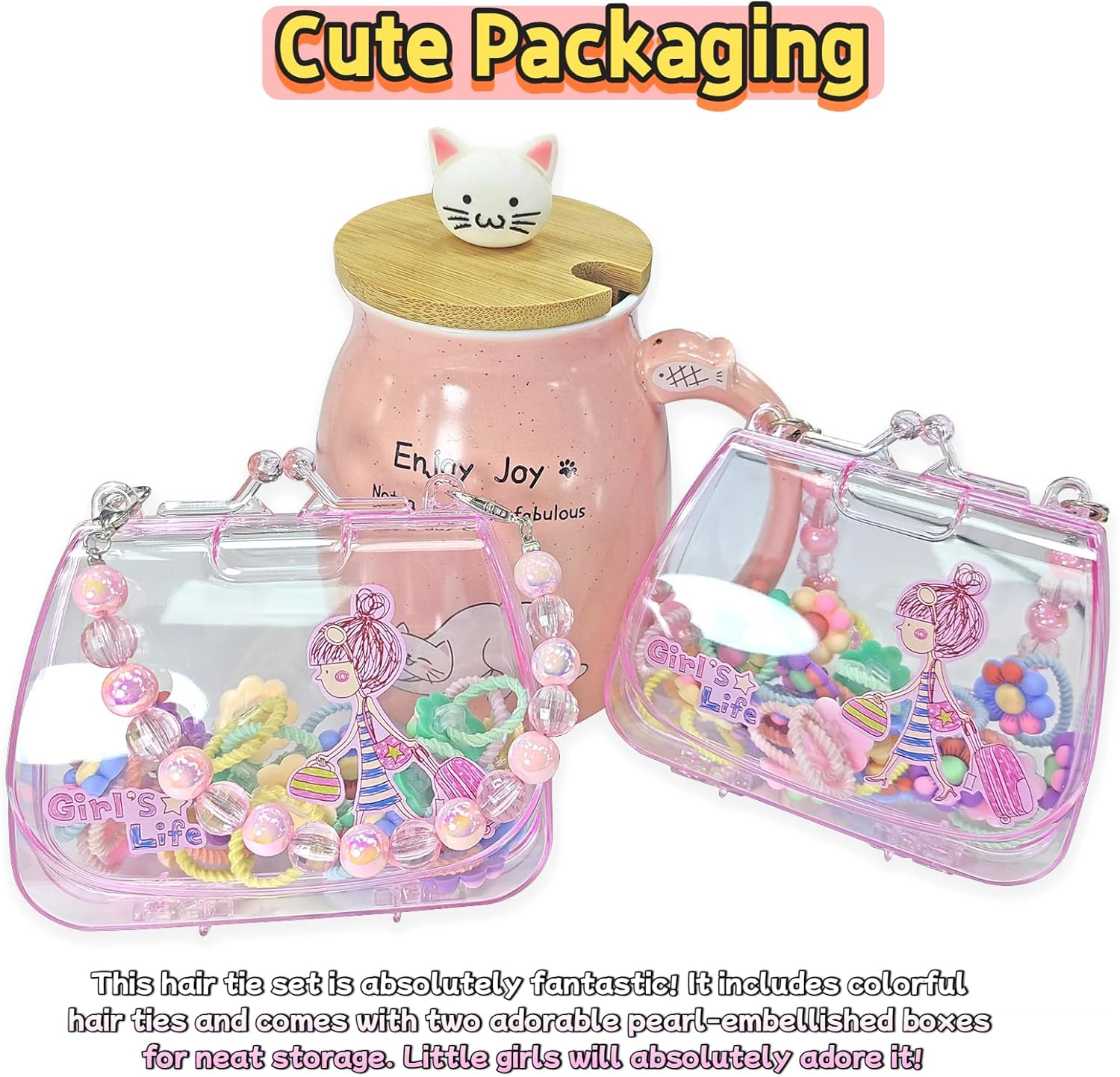 40Pcs Baby Girl Hair Ties with Lovely Bag Soft Candy Rubber Bands Cartoon Elastic Flower Hair Ties Pigtails Hair Accessories for Girls Infants Toddlers image number 5