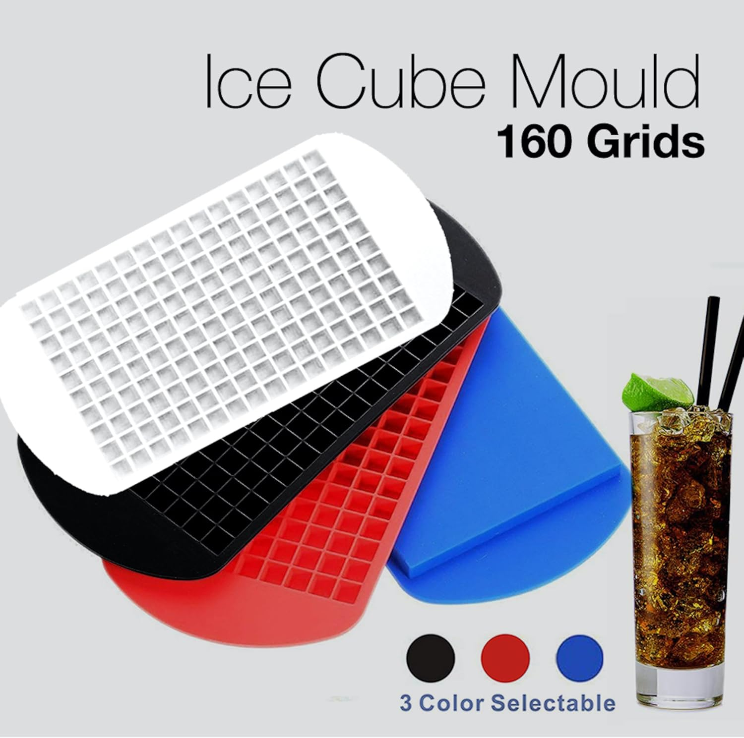 160 Small Ice Maker Tiny Ice Cube Tray Chocolate Mold Mould Maker for Barpartsr (Black) - Red image number 2