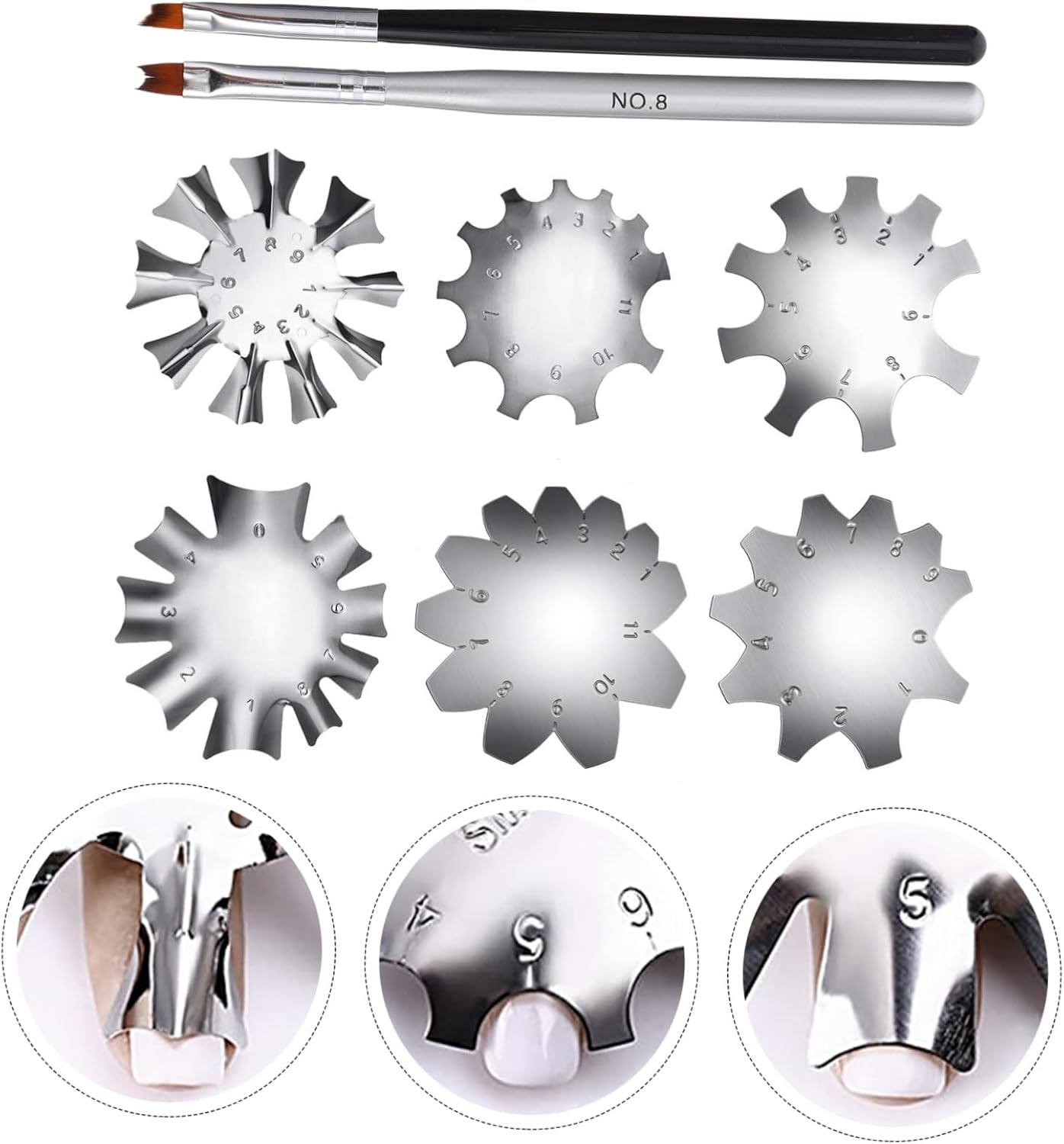 IWOWHERO 8Pcs French Manicure Nail Making Template Set Durable Stainless Steel Fingernail Cutter Lines for DIY Nail Art and Manicure image number 2