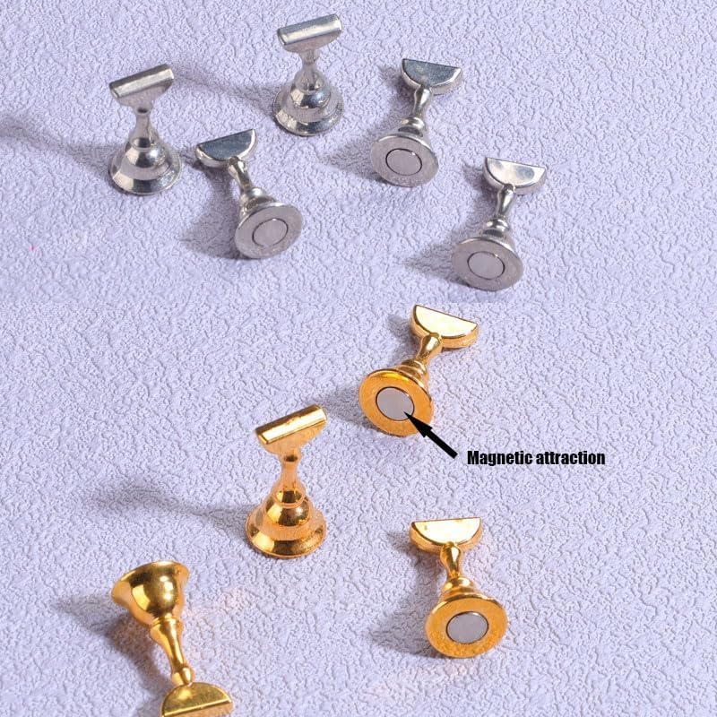 2 Sets Nail Stand for Painting & Press-On Nails,Includes 96 Pcs Reusable Sticky Putty, Magnetic Nail Art Holder for Home & Salon, Durable Nail Display Stand for Hand Practice (Round) image number 1