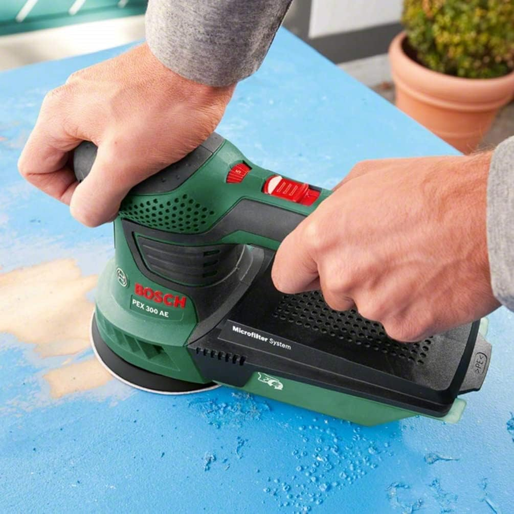 Bosch Home & Garden 270W Electric Random Orbital Sander Polisher 125 Mm, Speed Selection, Includes Sandpaper Sheet and Paper Assistant (PEX 300 AE). Made in Europe image number 2