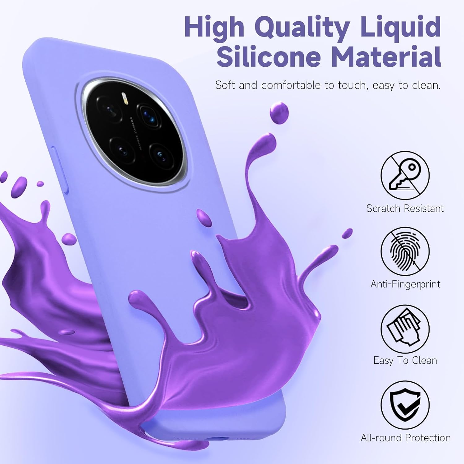 MOJIA Silicone Case for Honor Magic8 Pro/Magic 8 Pro, Ultra Slim Soft Liquid Silicone Shockproof [Anti-Oil and Anti-Fingerprint] Phone Case Cover with Anti-Scratch Microfiber Lining. Black image number 1