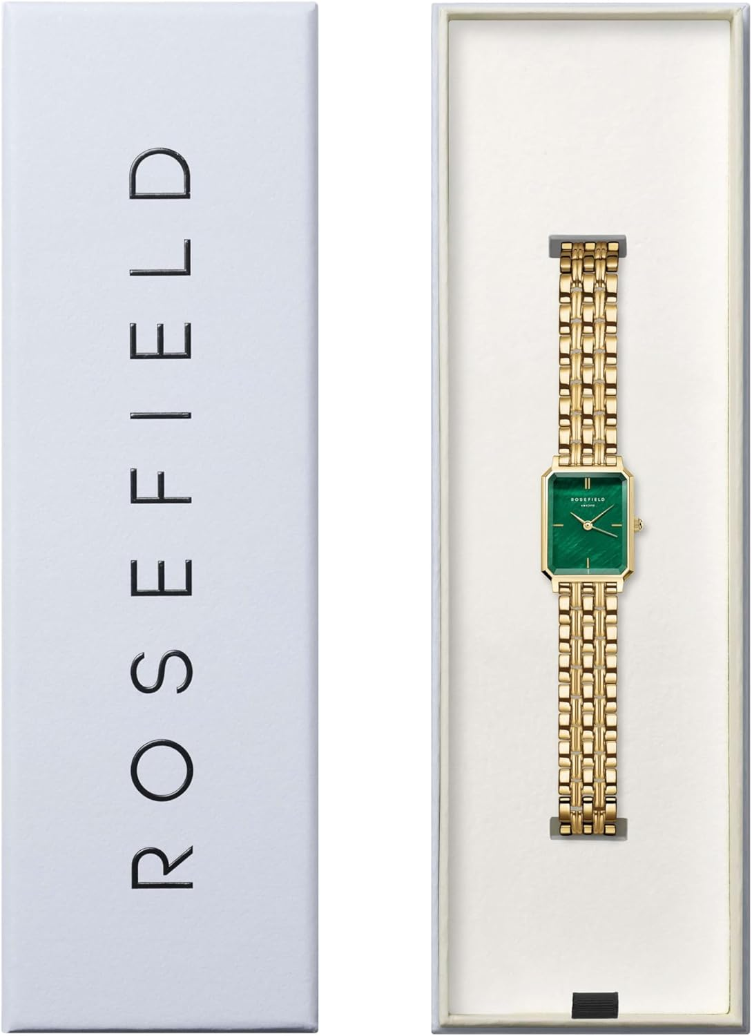Rosefield Women'S Octagon XS Emerald MOP Dial Steel Gold-Tone Case and Bracelet OEGSG-O79 Dress Watch, Emerald Green/Gold, 19.5X24Mm image number 3
