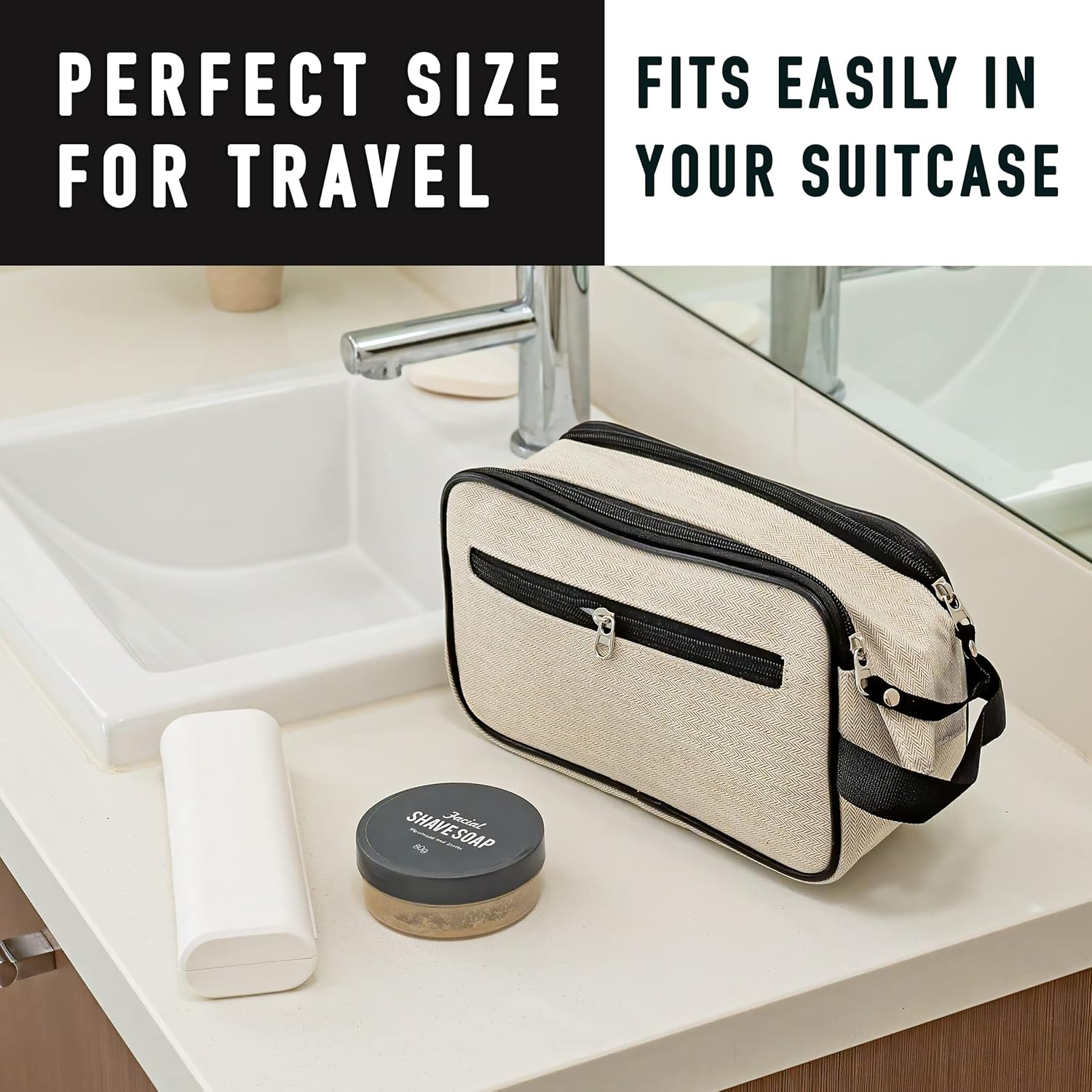 Shave Bag for Toiletries Cosmetics Makeup Beauty Bag Organiser for Travelling Shaving Gear Brushes Skincare from Paton Travel Australia image number 2