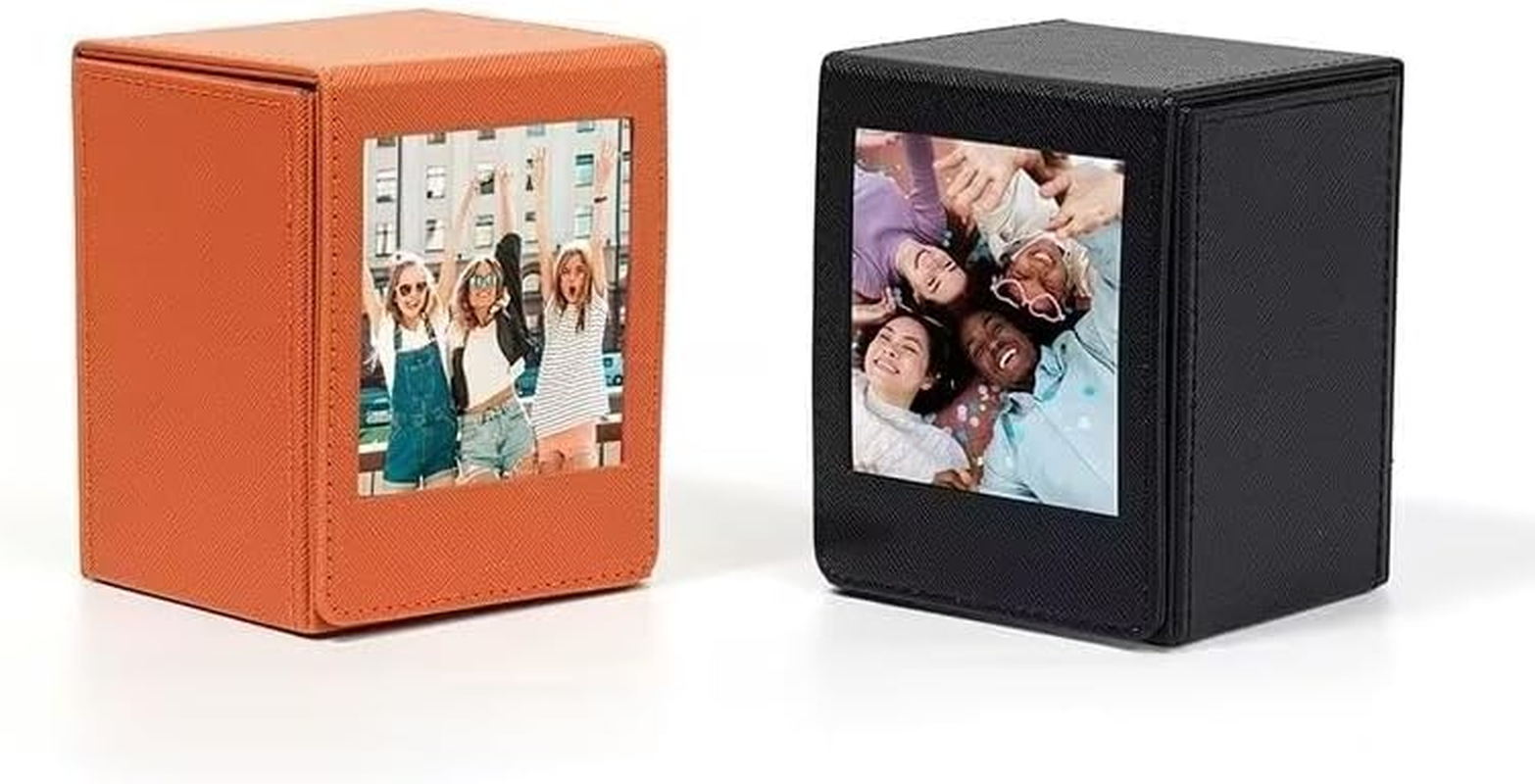 TYUANDOUER 50 Films Square Picture Holder Storage Case Frame for Fujifilm Instax Square Link SQ40 SQ20 SQ10 SQ6 SQ1 SP-3 Instant Camera, PU Leather Photo Storage Box for Fuji Square SQ Film - Black