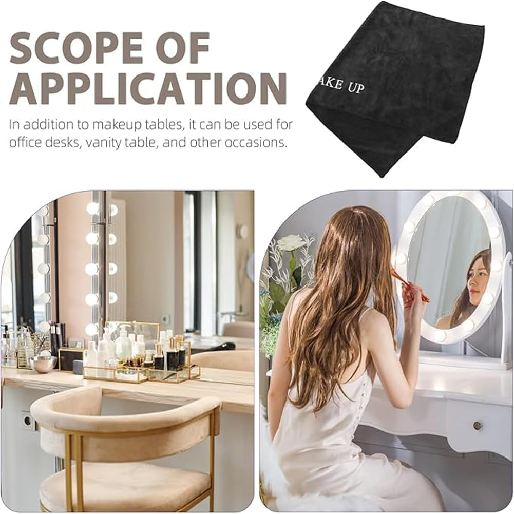 40Cm X 80Cm Dual-Side Black Makeup Mat for Vanity Top, Dressing Table, and Workbench Protector and Table Cover image number 2