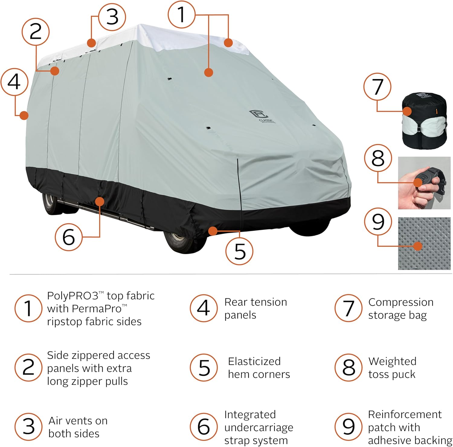 Classic Accessories RV Skyshield&trade; R-Pod Cover, 17'7"L X 78" W, (Door in Back), Model 4 image number 6