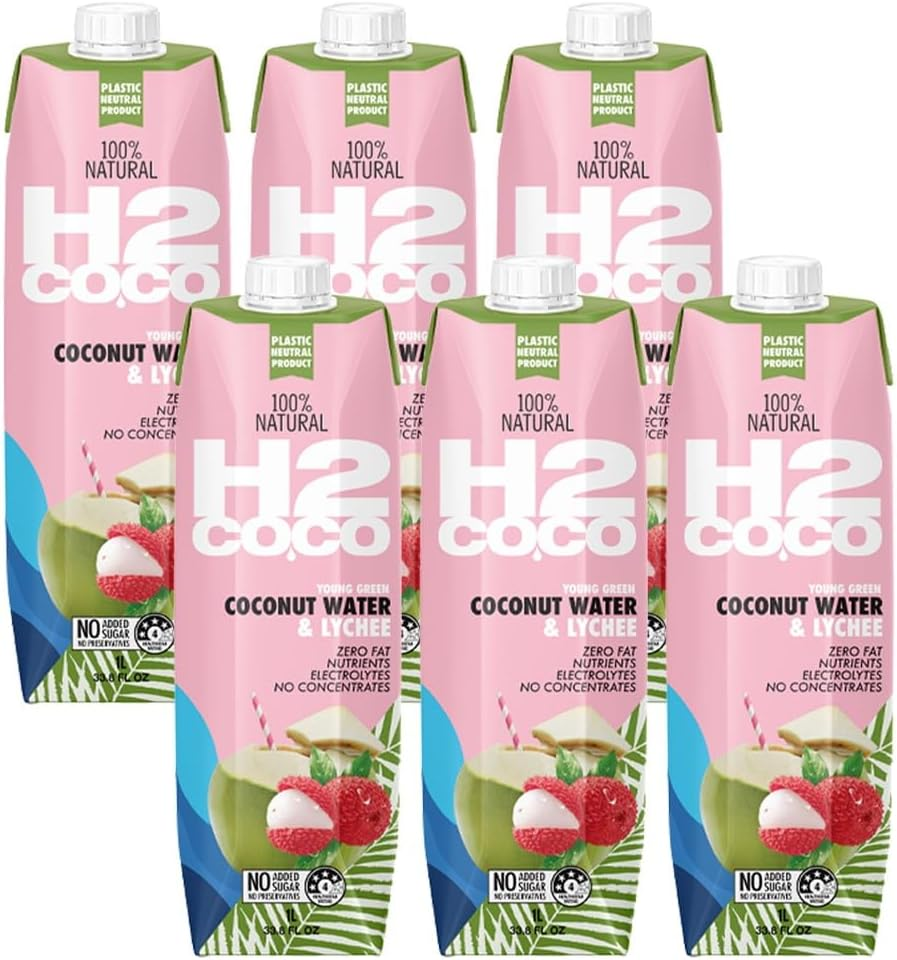H2 Coco Pure Coconut Water, 6 X 1000 Ml, Pure Coconut Water with Lychee image number 1