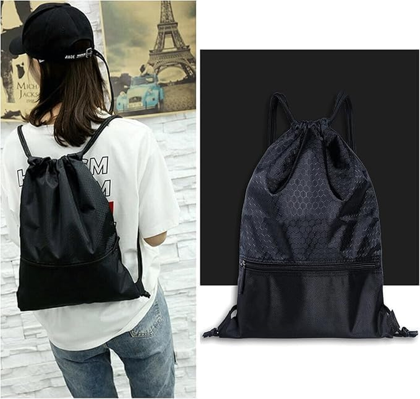Drawstring Backpack String Bag, 1Pc Gym Drawstring Bag,Sport Gym Sack Drawstring Backpack Bag,Drawstring Backpack Gym String Bag,Drawstring Backpack Zip Water Resistant Pocket String Sack Storage Bag image number 1