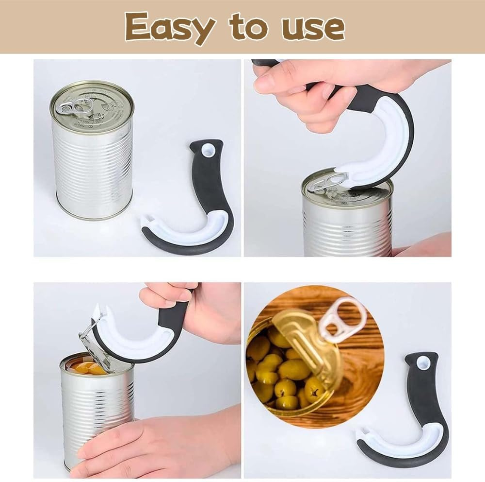 2 Pcs Ring Pull Can Opener Set,Multifunction Ring Pull Grip Grab Twist,Manual Easy Bottle Opener Hook Shape Kitchen Utensils Bottle Tool image number 3