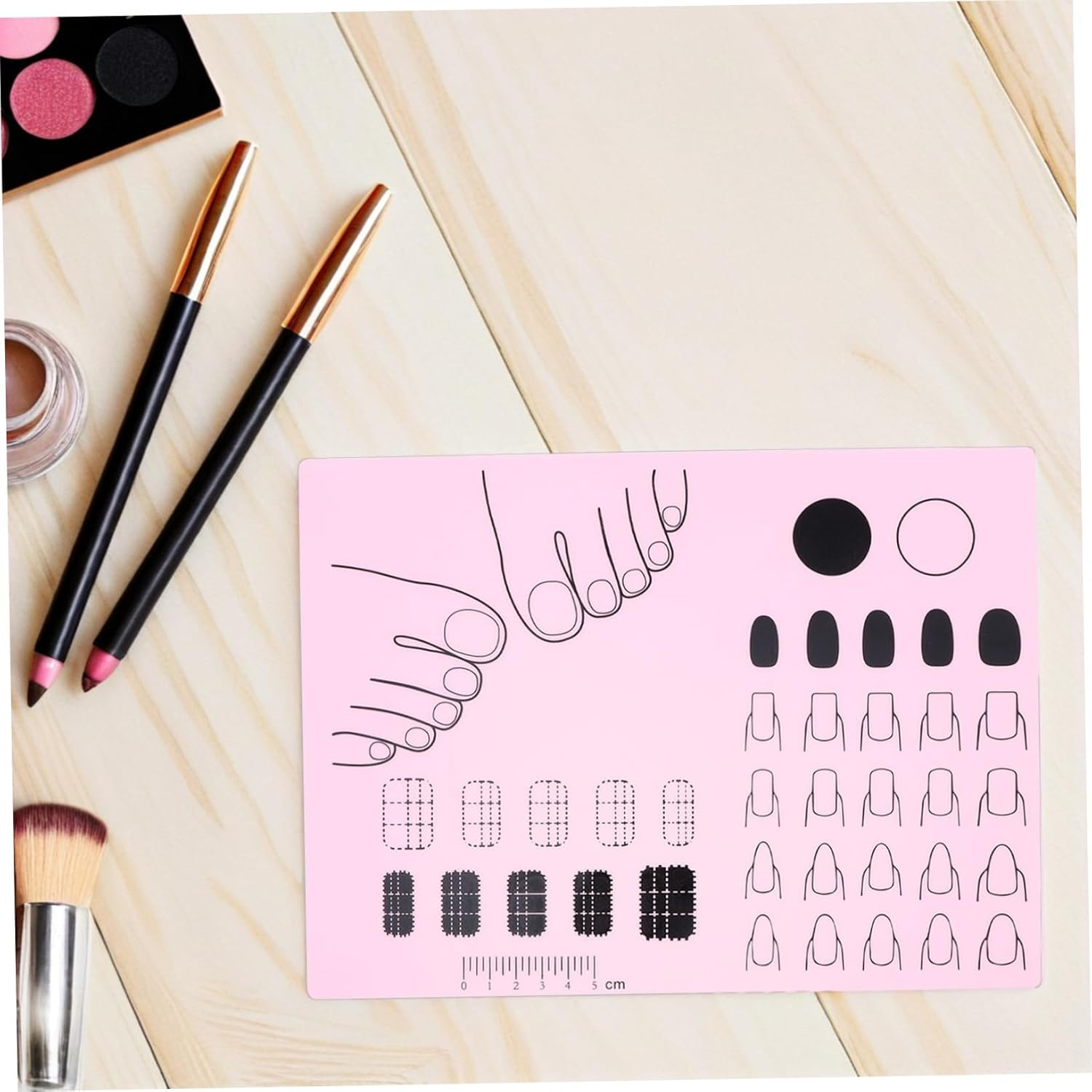 ERINGOGO 2Pcs Reusable Silicone Nail Art Practice Mat Lightweight Washable Manicure Cushion for Beginners Nail Color Mixing and Stamping Home and Salon Use