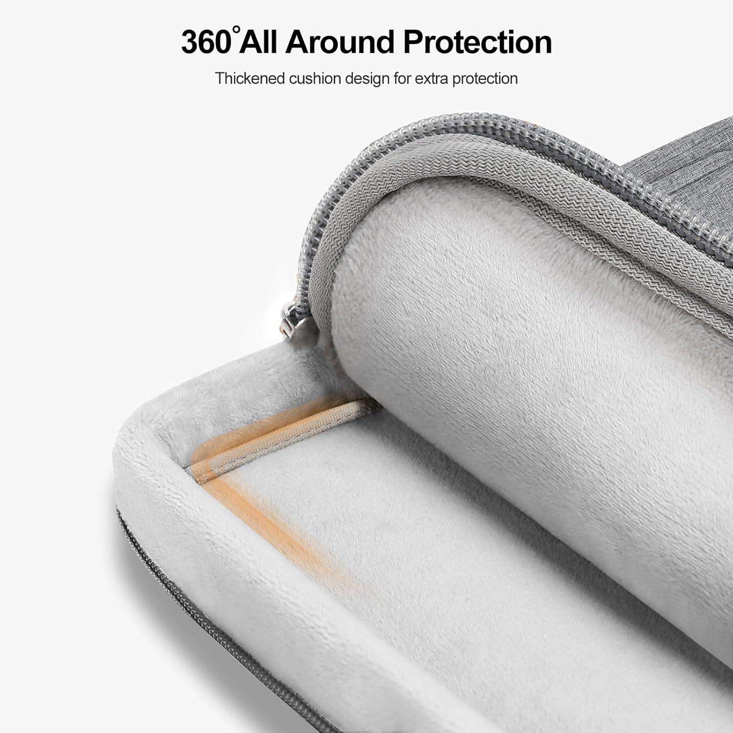 MOSISO 360 Protective Laptop Sleeve Case 15-15.6 Inch, Computer Bag Compatible with Macbook Pro 16, HP, Dell, Lenovo, Asus Notebook, Side Open Carrying Bag with 5 Accessory Pockets&Belt, Gray image number 2