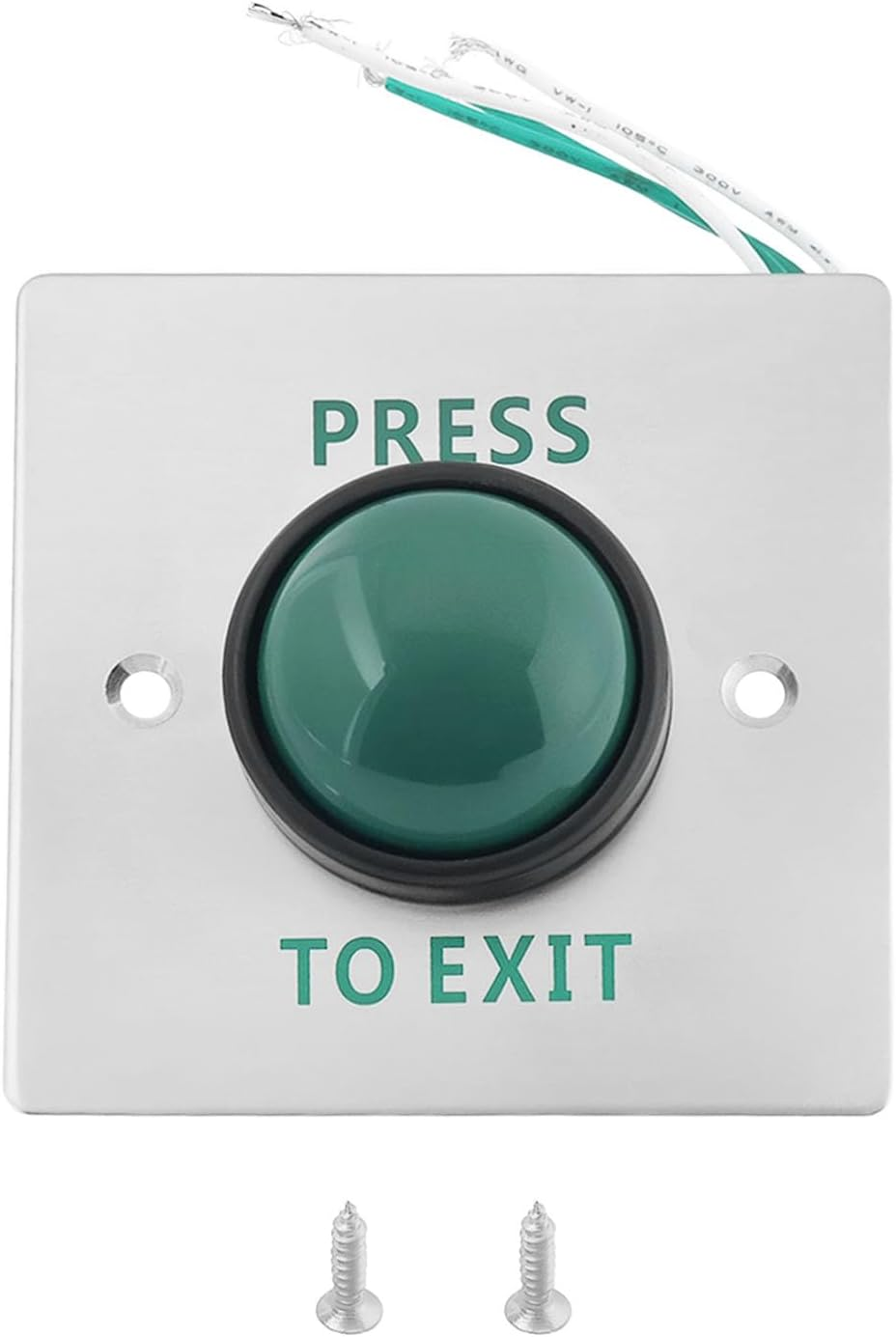 Ecsing 1Pc Push to Exit Button Switch Green Press to Exit Switch Brushed Stainless Steel Finish Panel Door Button with Screws for Access Control Lock