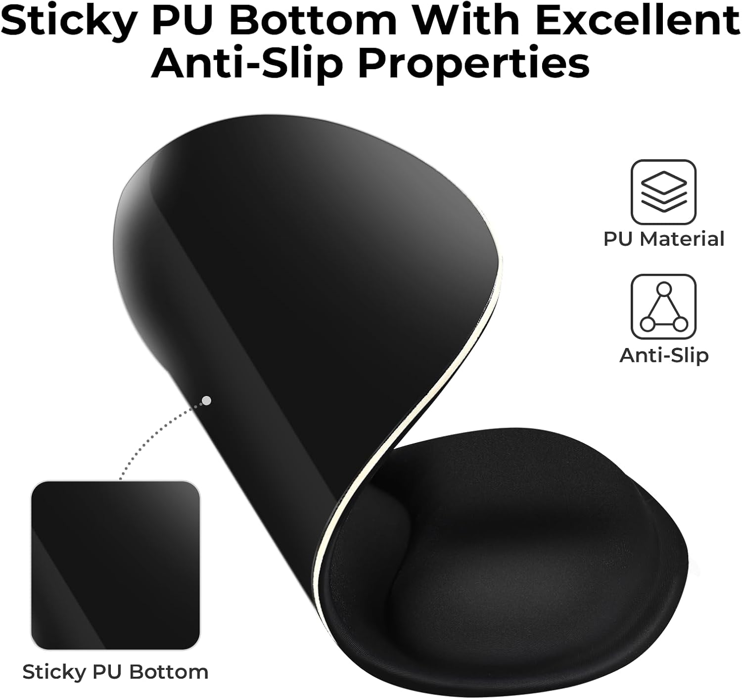 Eoocoo Ergonomic Mouse Pad with Gel Wrist Rest Support Middle Concave Design, Relieve Wrist Pain Mousepad, Non-Slip Base for Laptop, Computer, Office Desk Accessories, Carpal Tunnel Syndrome image number 2