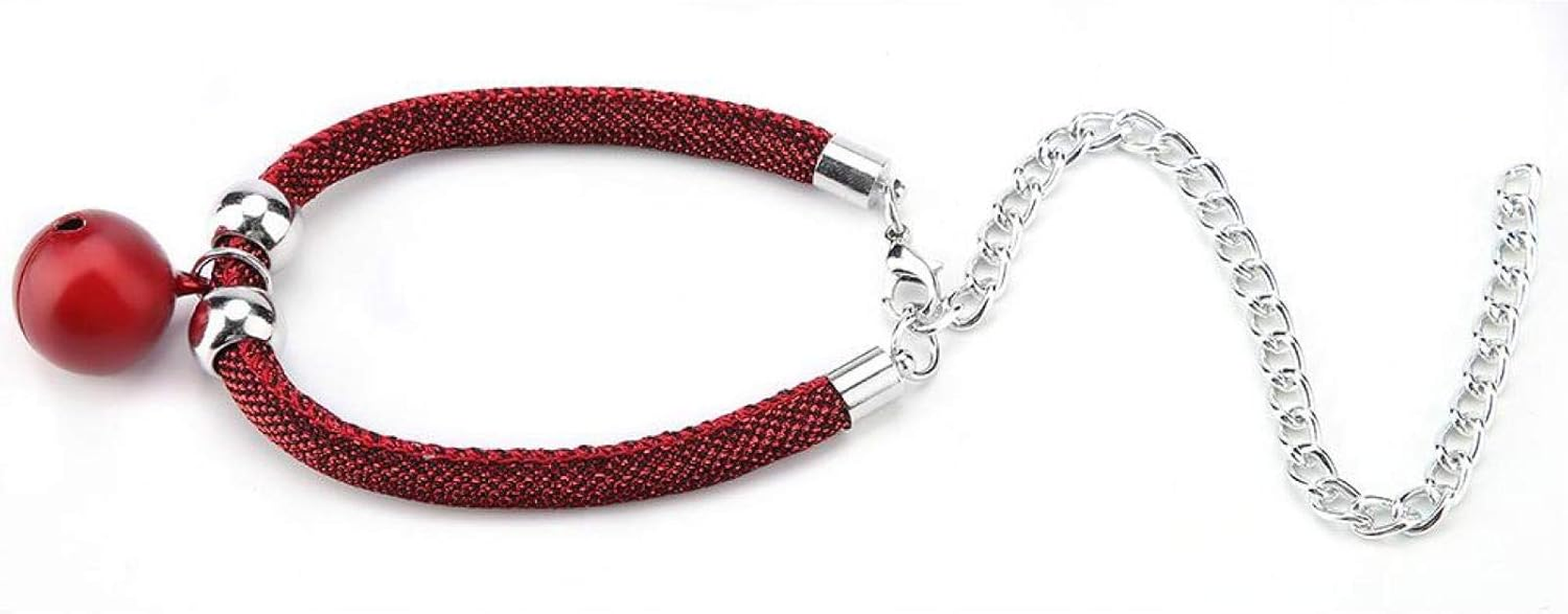 EVTSCAN Japanese Style Pets Necklace Nylon Accessory Kitten Supply Cat Bell Collar W/Extension Chain(Red) - Red image number 3